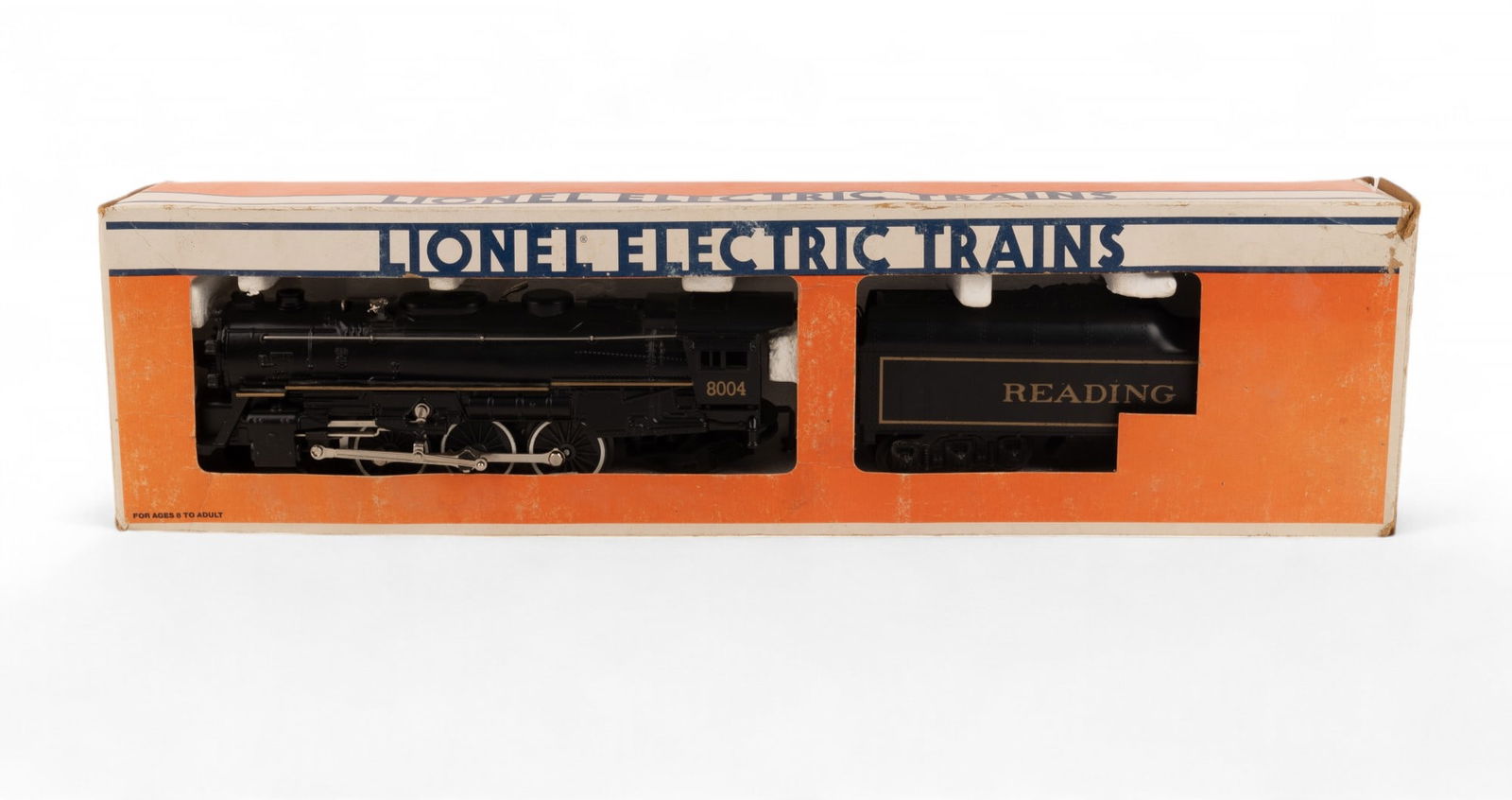 Lionel 6-18004 Reading 4-6-2 Steam Locomotive: Lionel 6-18004 Reading 4-6-2 Steam locomotive in original box with tender car smoke oil. Box has some wear, loss, and measures approx. 22.25 L x 6" W x 3.5" H. O gauge.