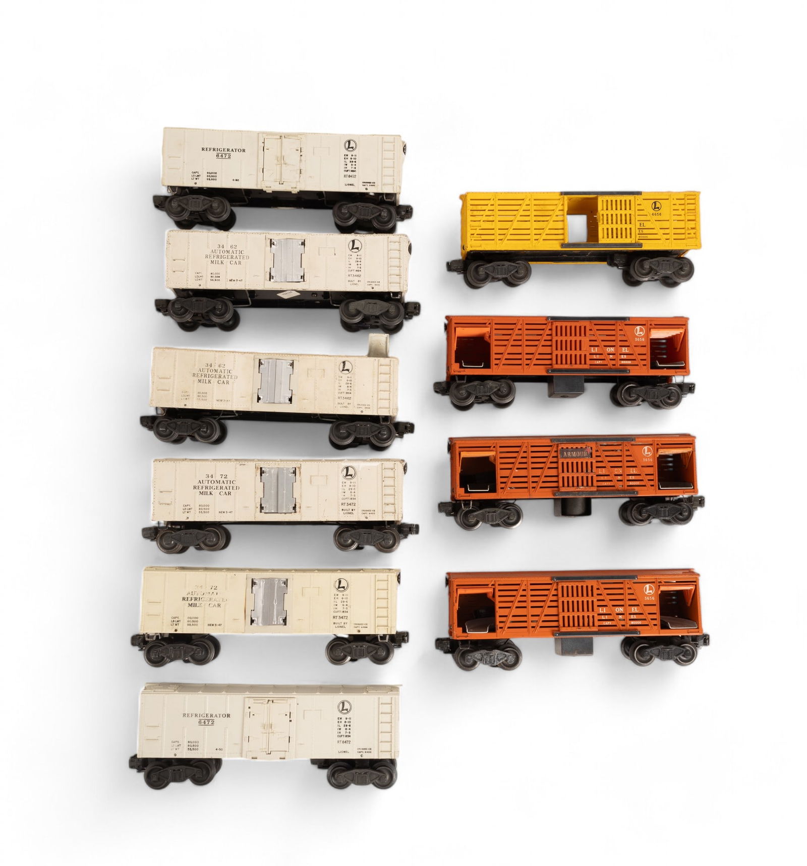Lionel Milk Cars, Refrigerator Cars, Cattle Cars (1 of 9)