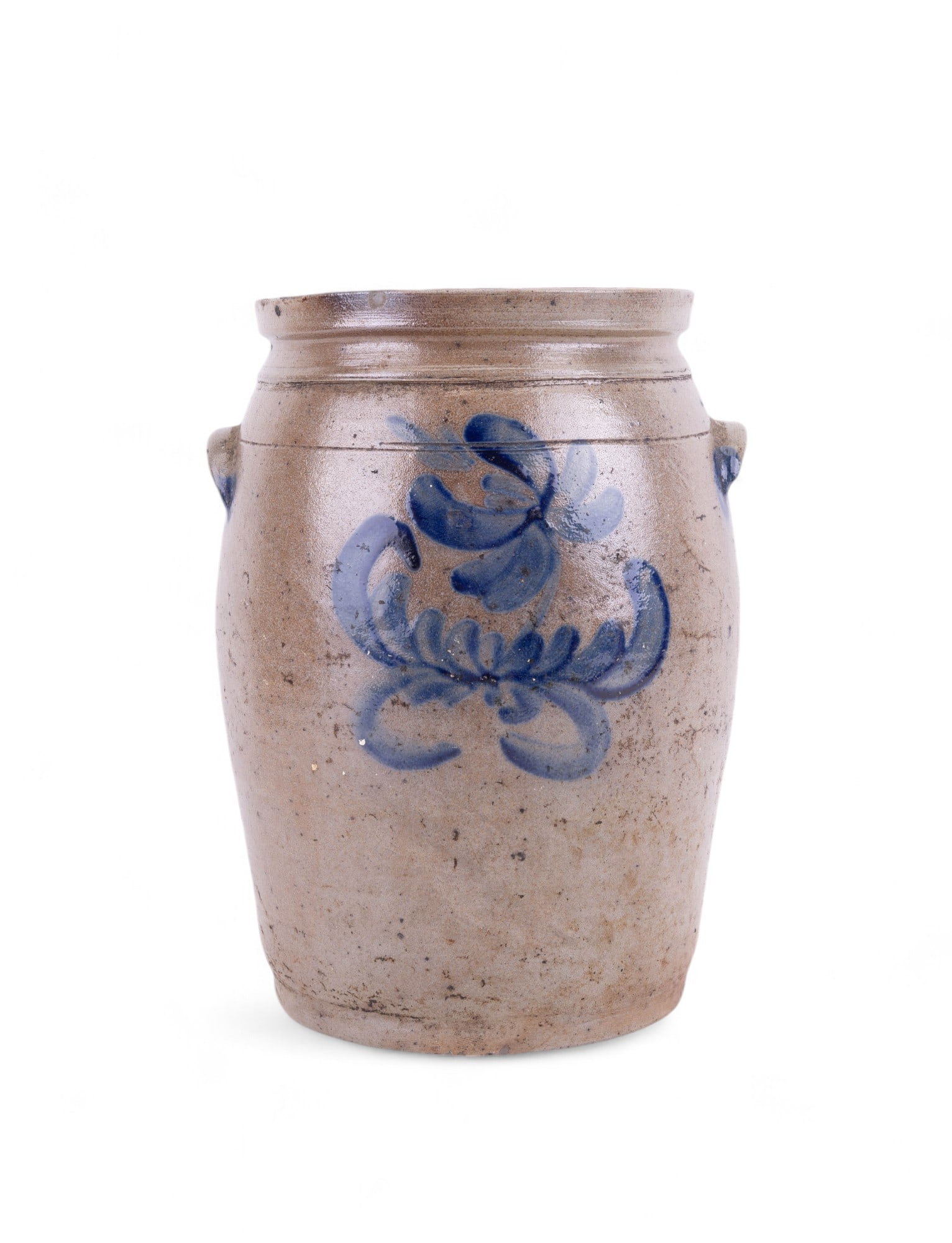 Blue Decorated Stoneware Crock, Alexandria Att. (1 of 7)
