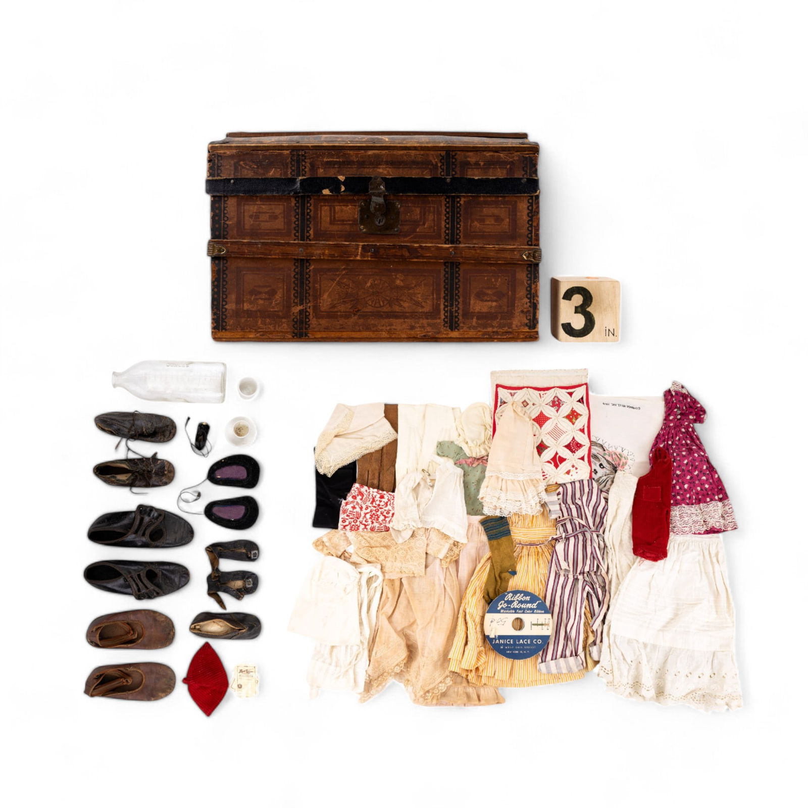 Antique Child's Camelback Toy Steamer Trunk (1 of 13)