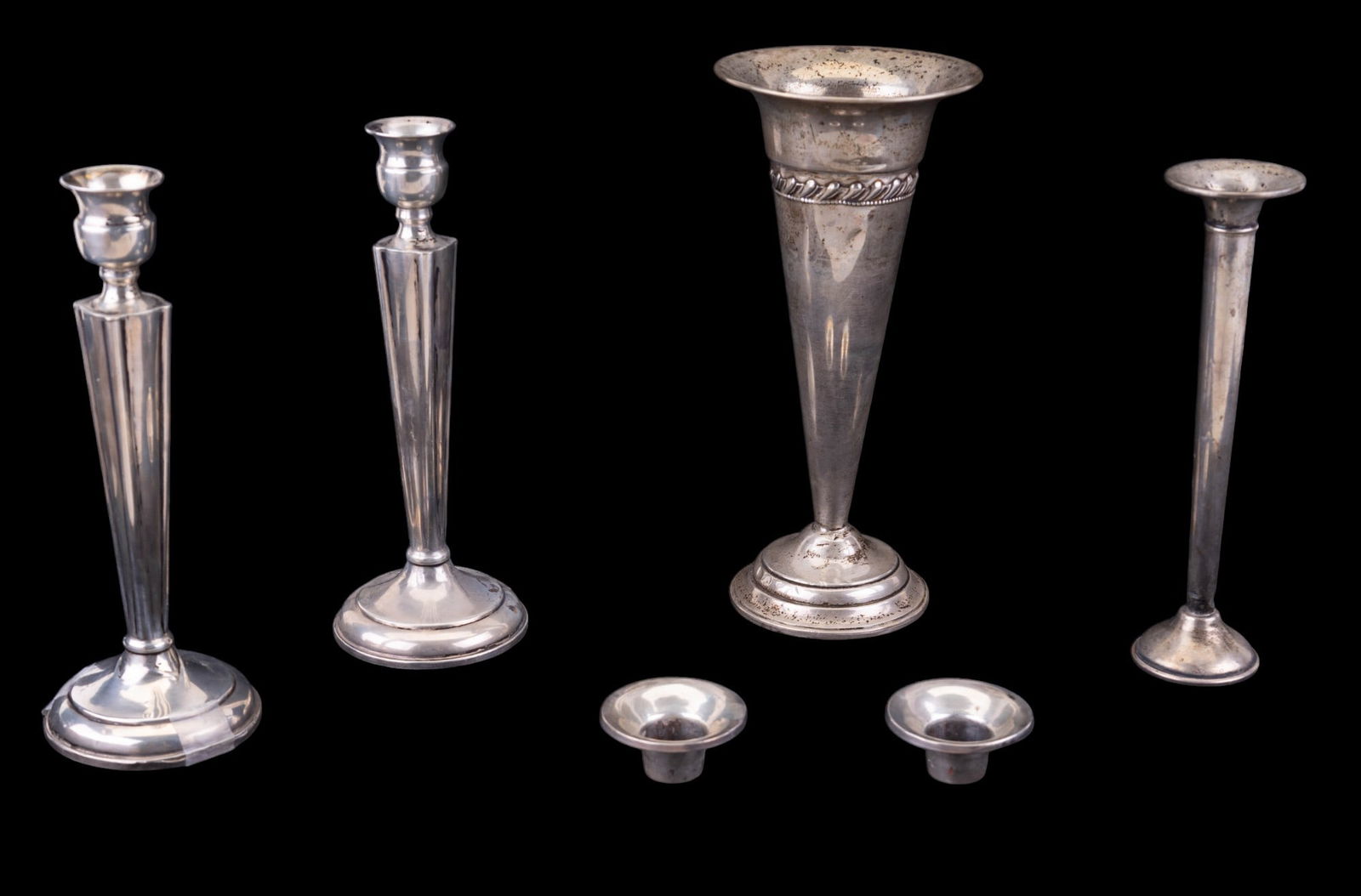 Weighted Sterling Candlesticks + Vases (1 of 10)