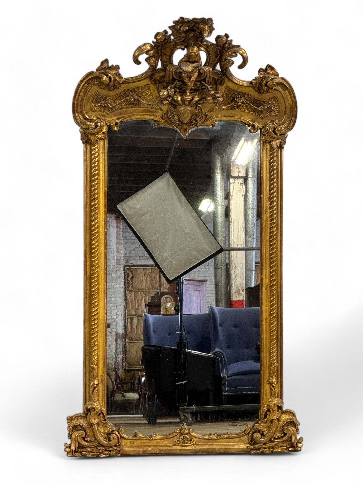 19th C Elaborate French Giltwood Mirror (1 of 12)