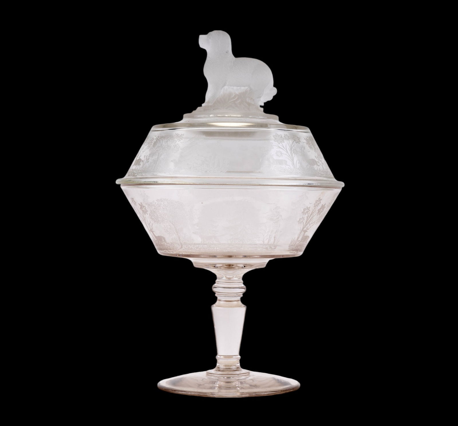 Antique EAPG Gillinder Deer and Dog Compote (1 of 11)