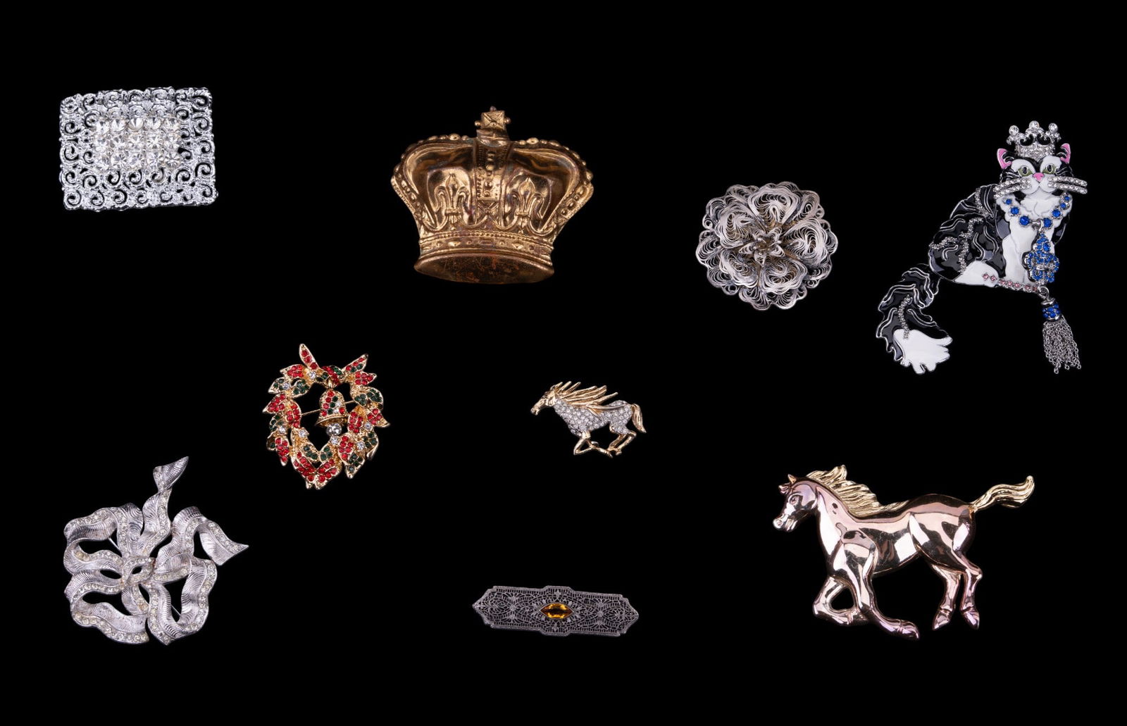 Sterling Silver Brooches & Other Brooches (9 Pcs) (1 of 13)