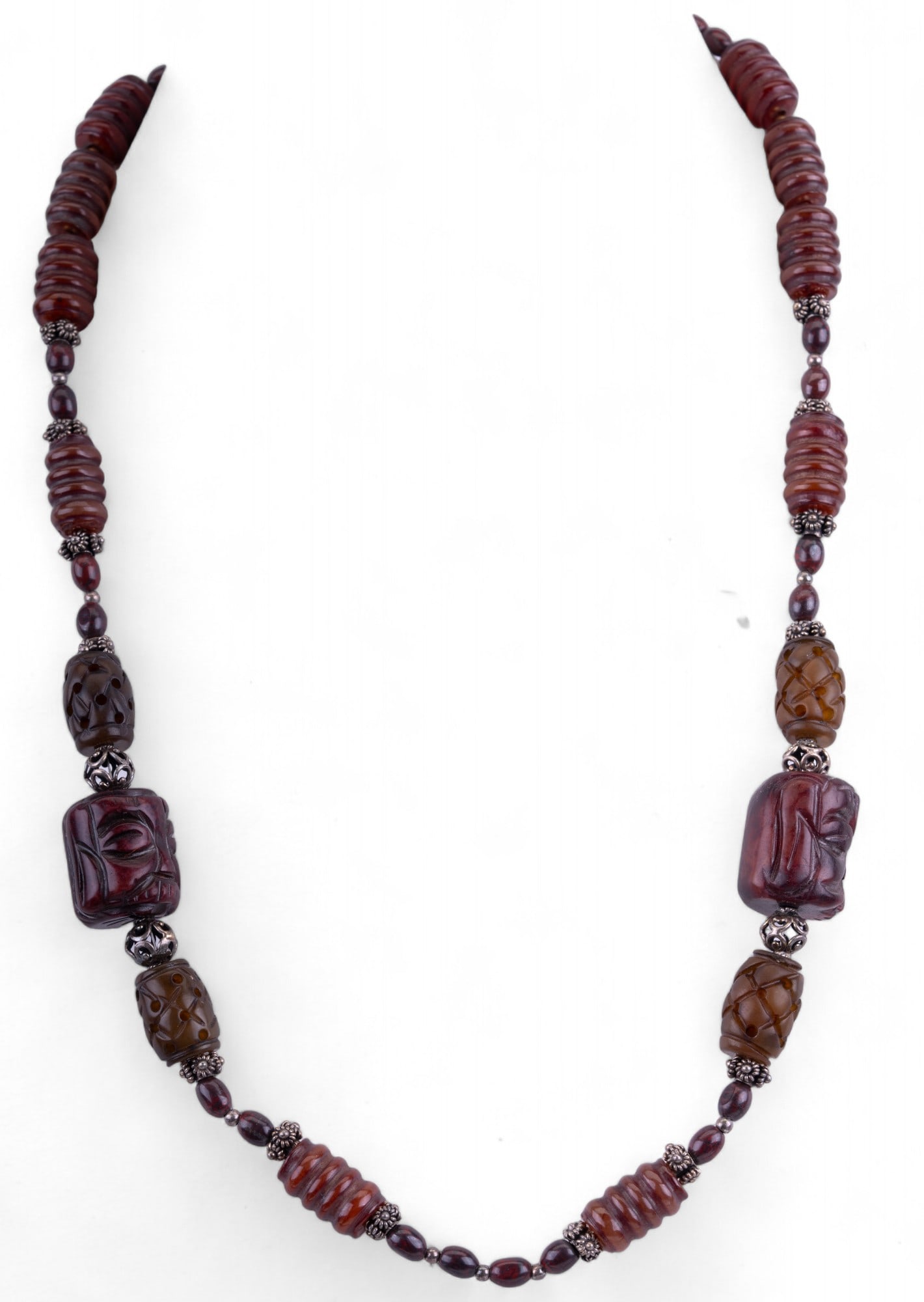 Sterling Amber / Stone Bead Necklace (1 of 7)
