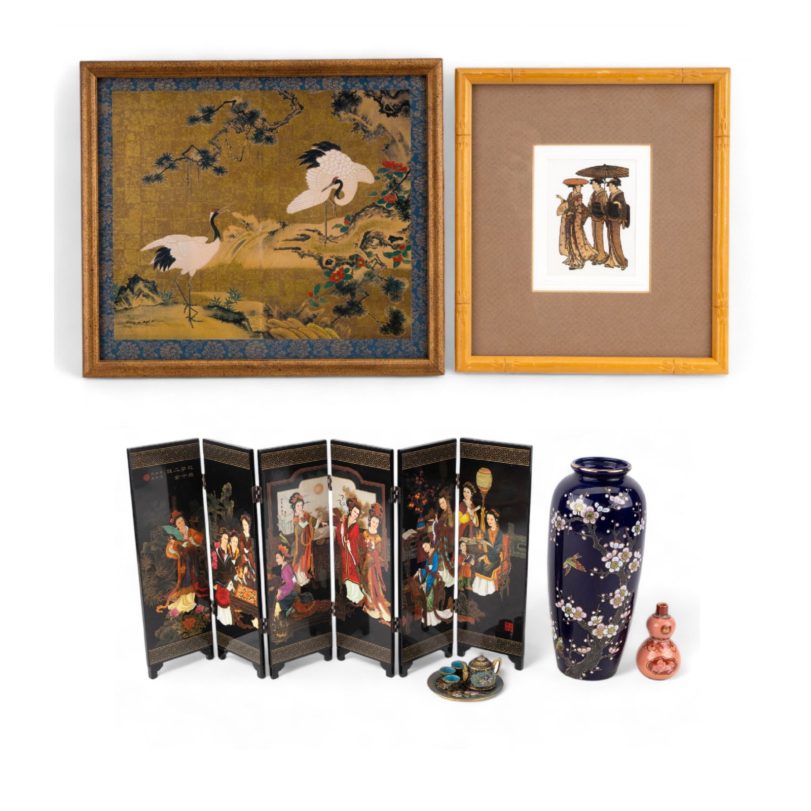 Asian Grouping w/ Vase, Prints, Miniatures, Screen (1 of 20)