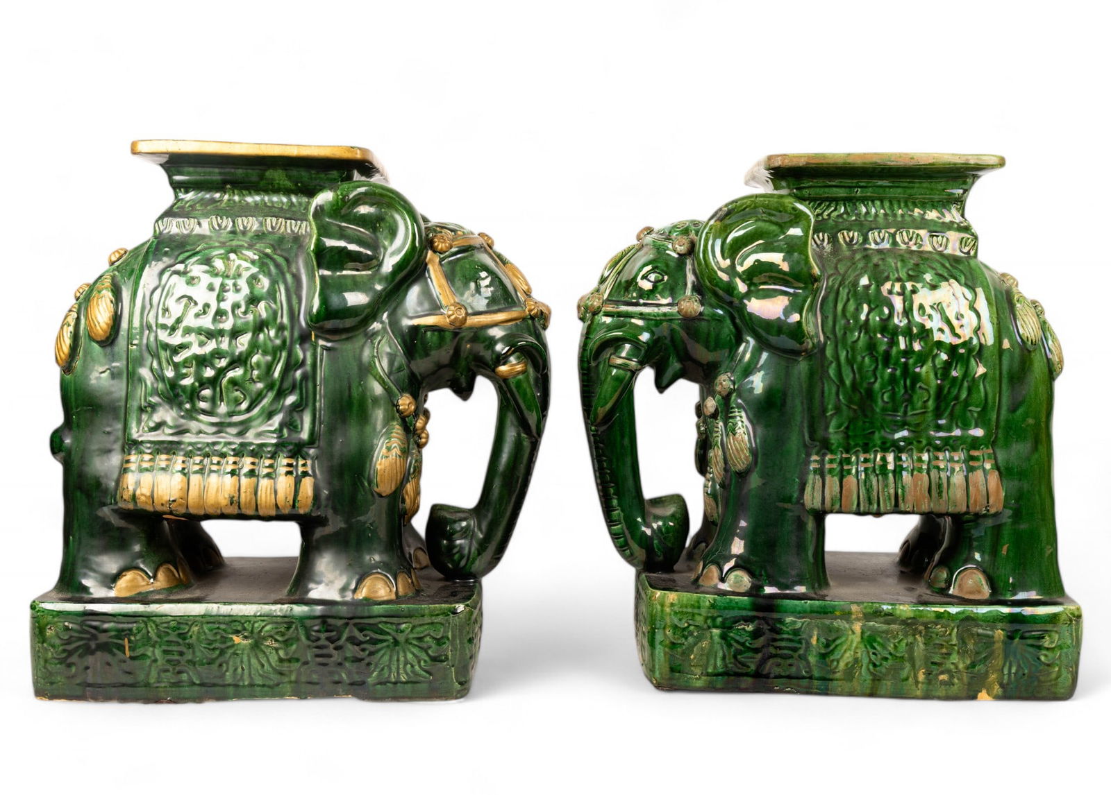 Asian Green Glazed Ceramic Elephant Garden Stools (1 of 13)