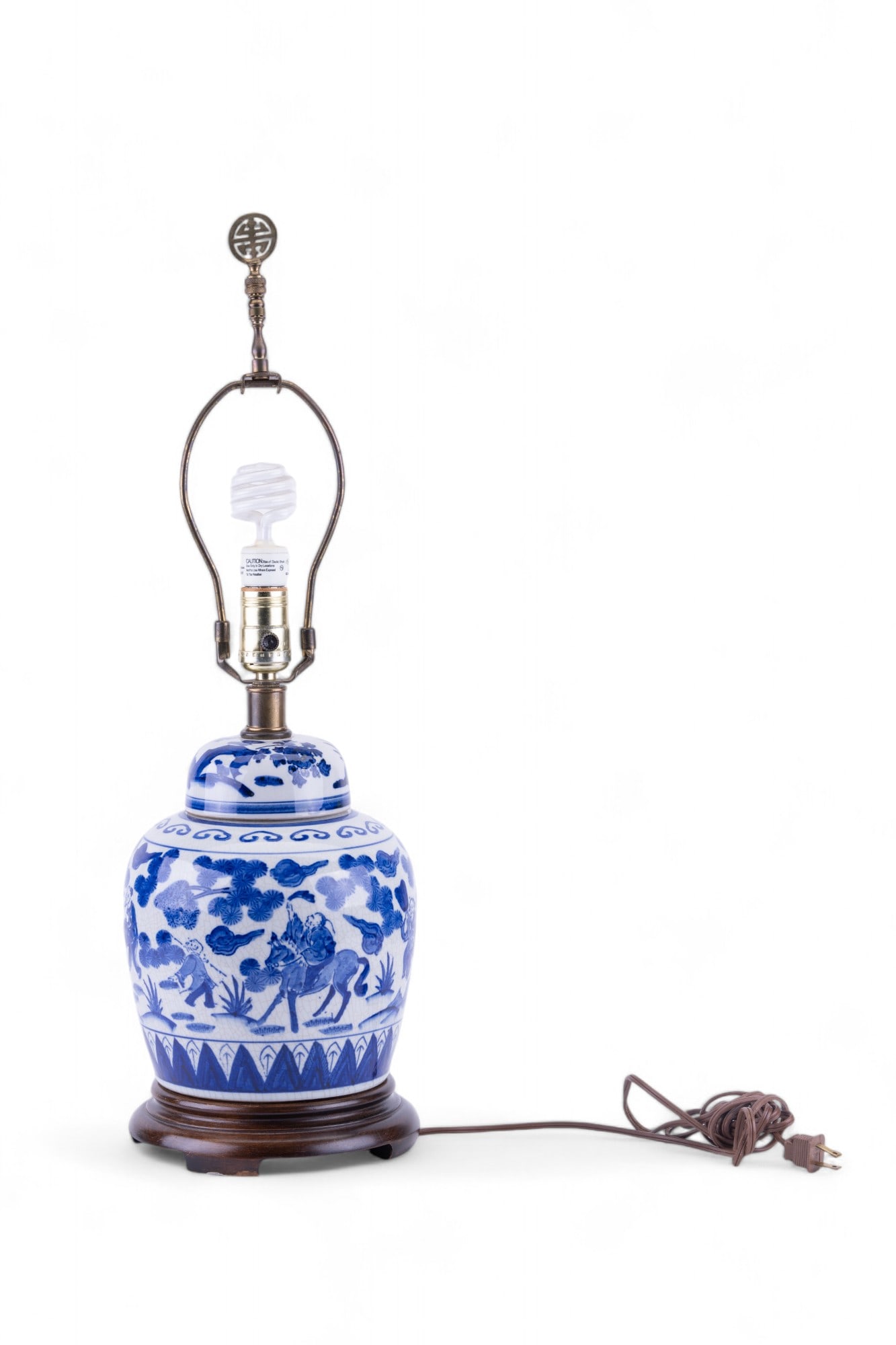 Oriental Deep Blue & White Porcelain Lamp (1 of 12)