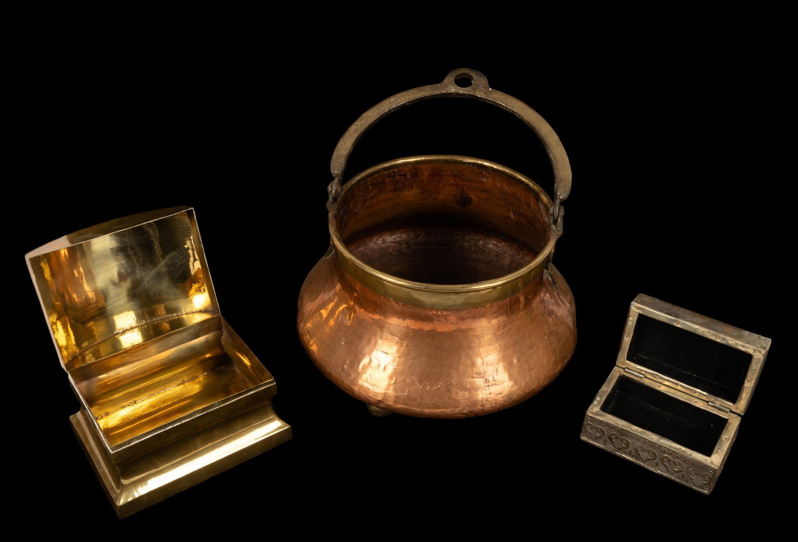 Hammered Copper Pot and Brass Boxes (1 of 18)