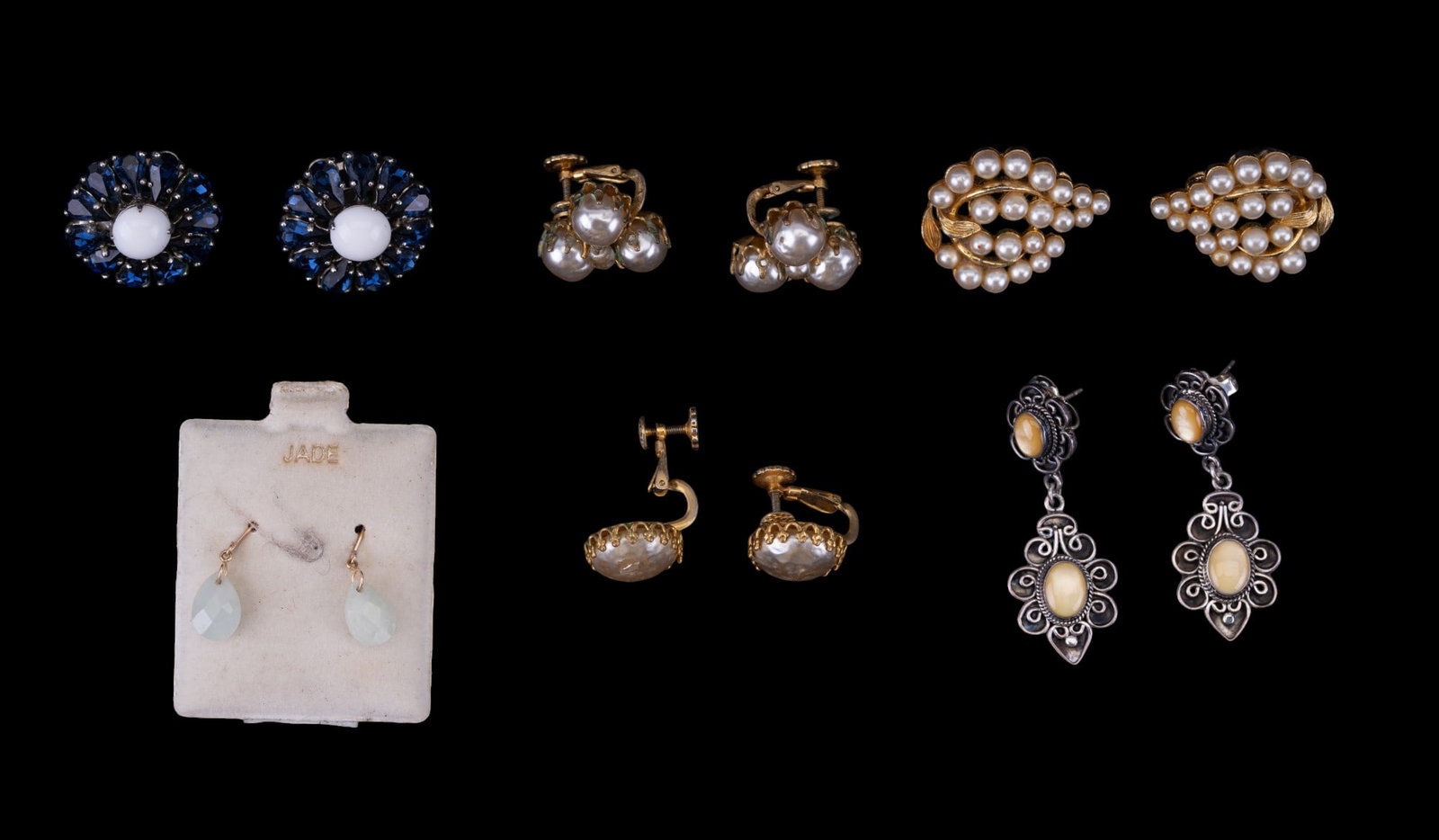 Sterling, 10K Jade, & Other Earrings (6 Pairs) (1 of 9)