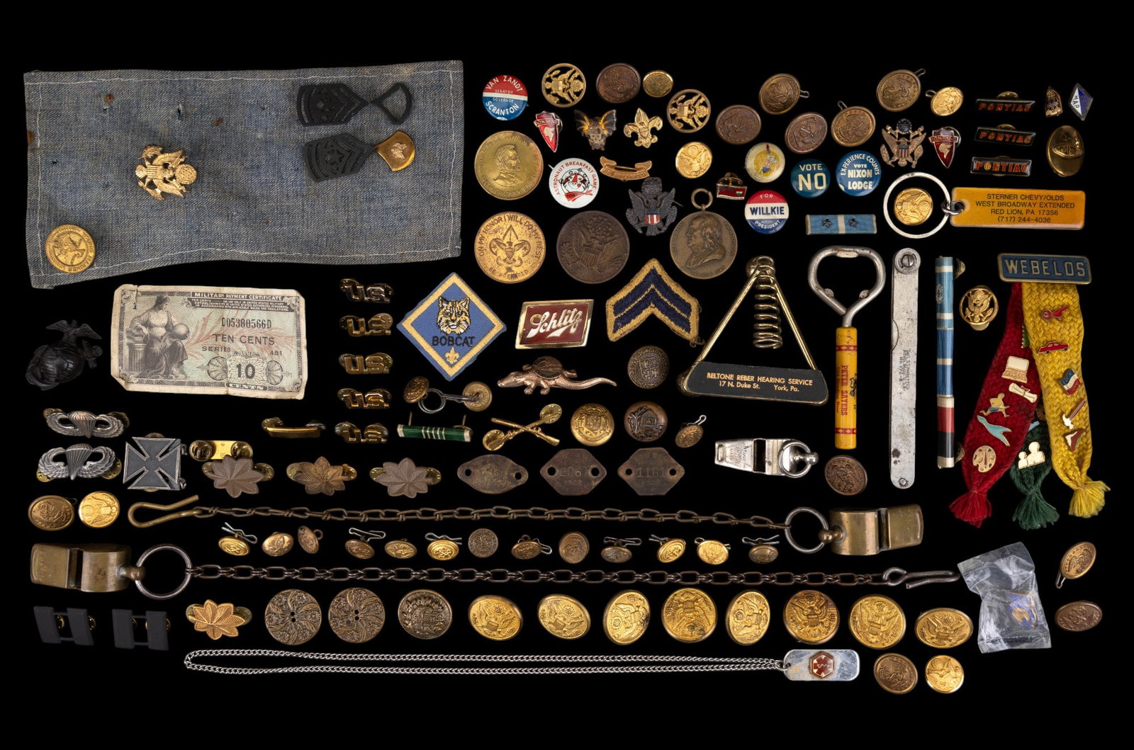 Military, Boy Scout, & Political Pins & Buttons (1 of 12)