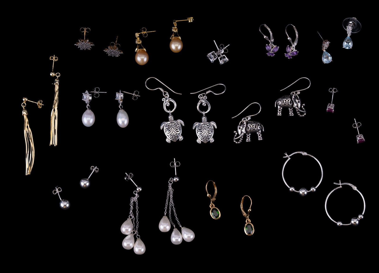 Sterling Silver Earring Group w/ Semi Precious (1 of 18)