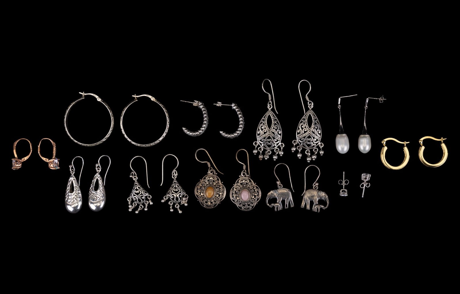 Sterling Silver Earrings, Some CZ (11 Pairs) (1 of 13)