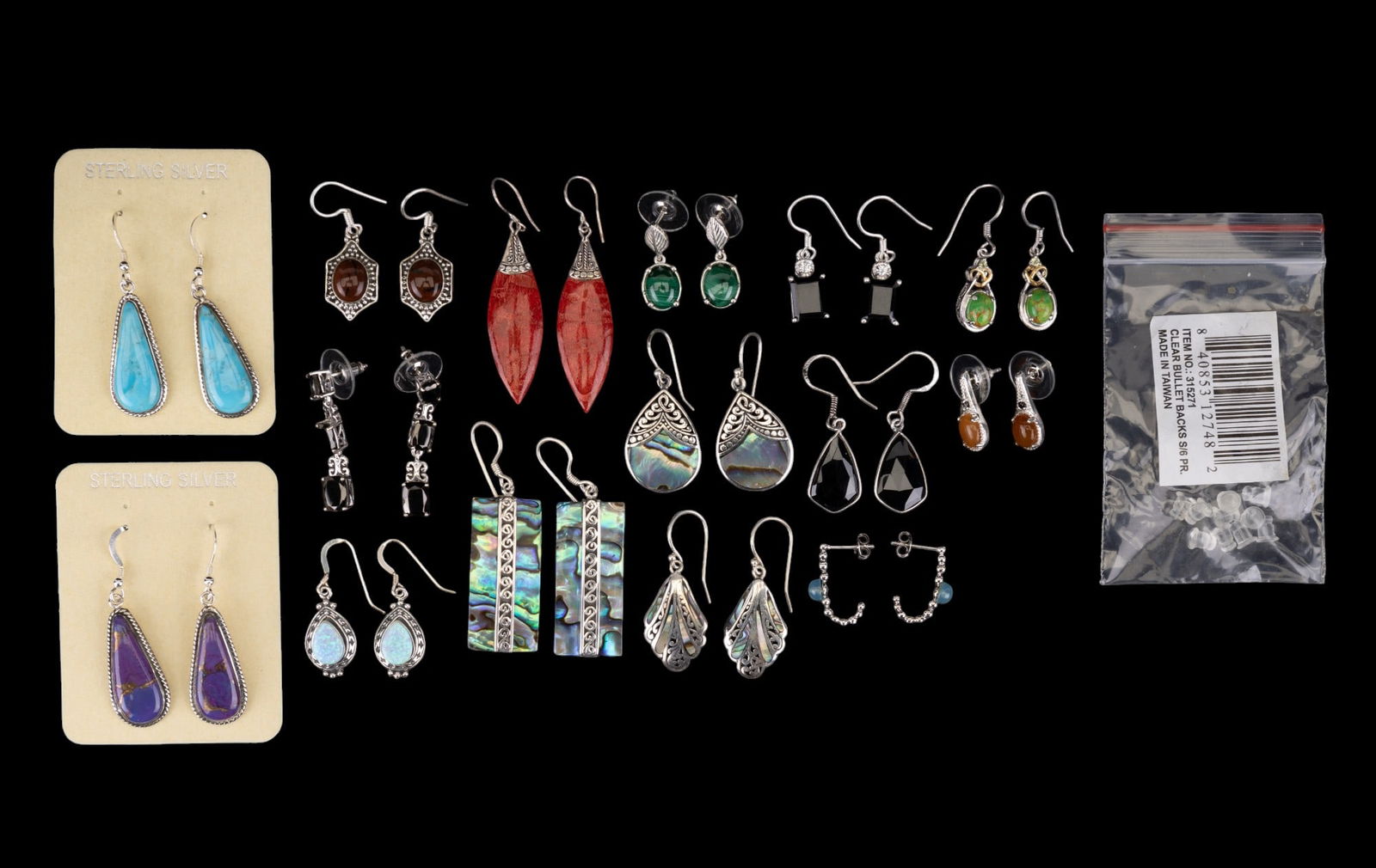 Sterling Silver Earrings, Some w/ Turquoise (1 of 10)