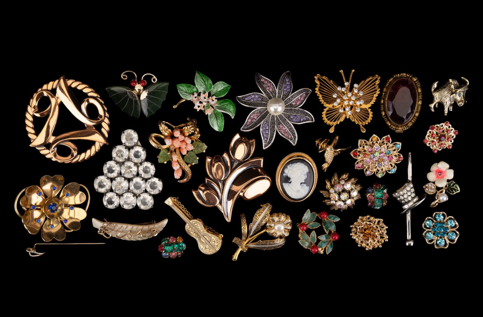 Trifari Rhinestone & Other Brooches (26 Total) (1 of 13)