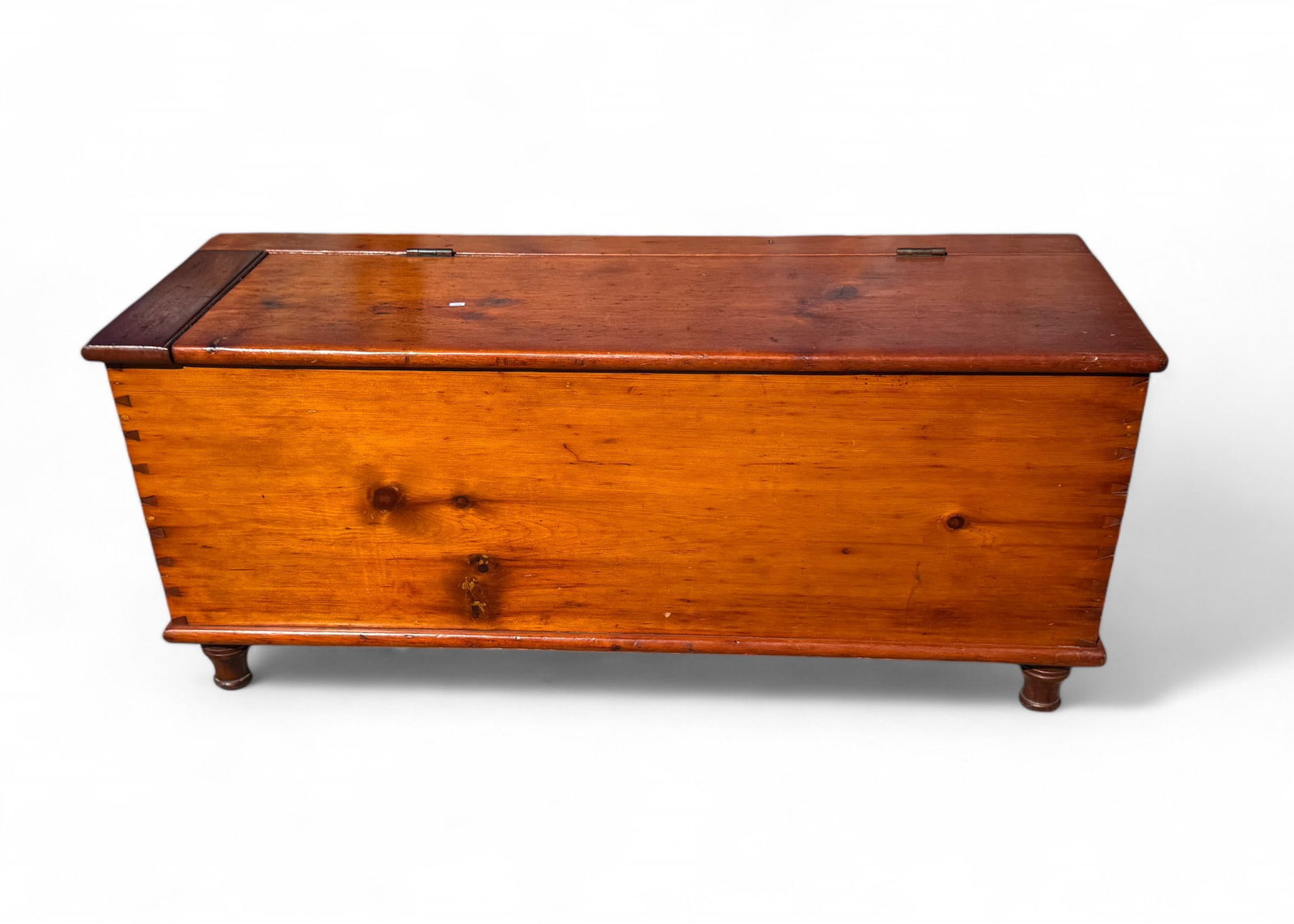 19th C. Pine Wood Dovetailed Chest (1 of 5)