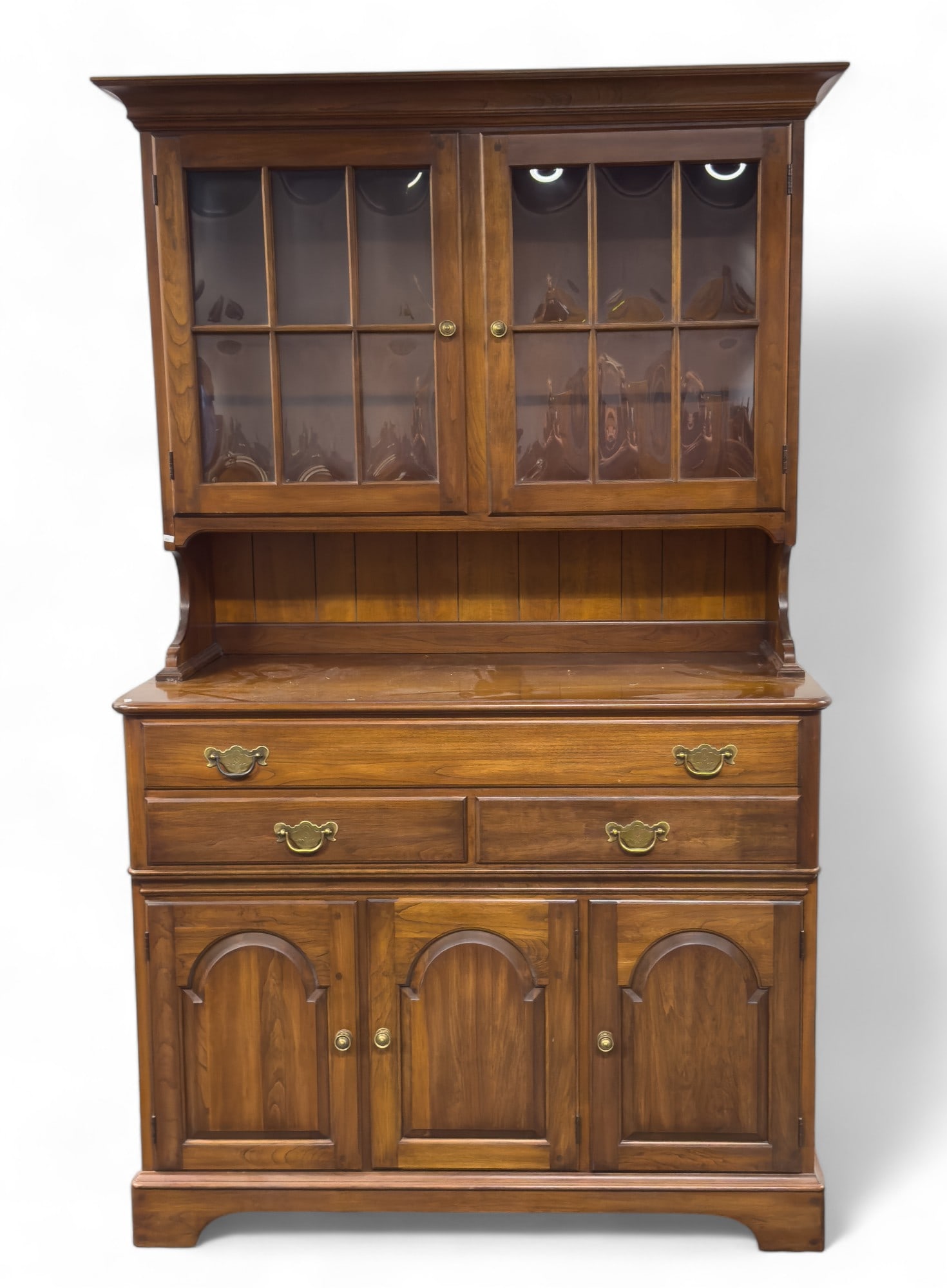 Pennsylvania House Hutch: A Pennsylvania House hutch with bubble glass top. Measures approx. 73" high, 43" across, 19.5" deep. ***Note: All furniture must be picked up or shipped within 5 business days of purchase. A $10 per d