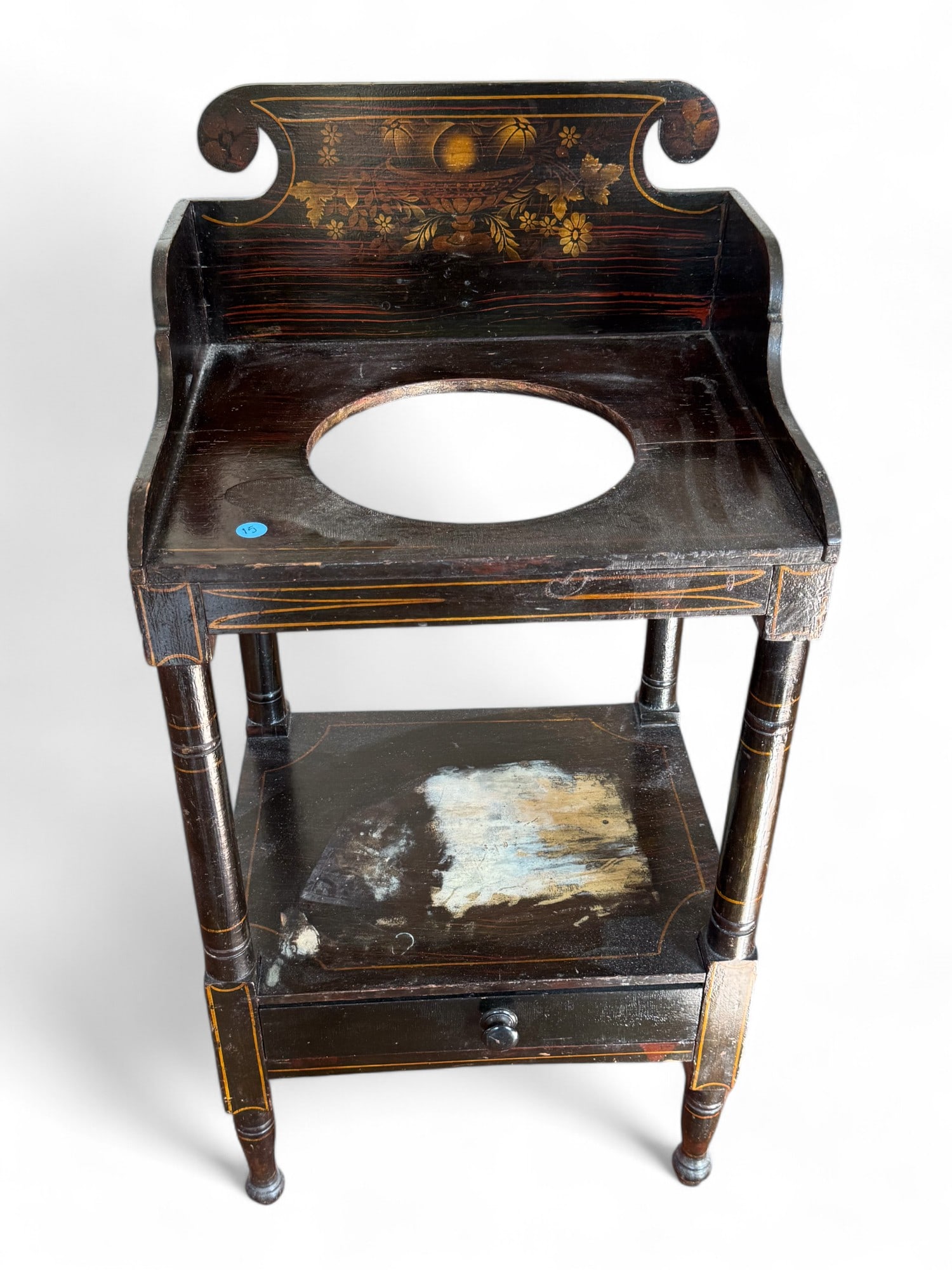 19th C Painted and Stenciled Wash Stand (1 of 8)