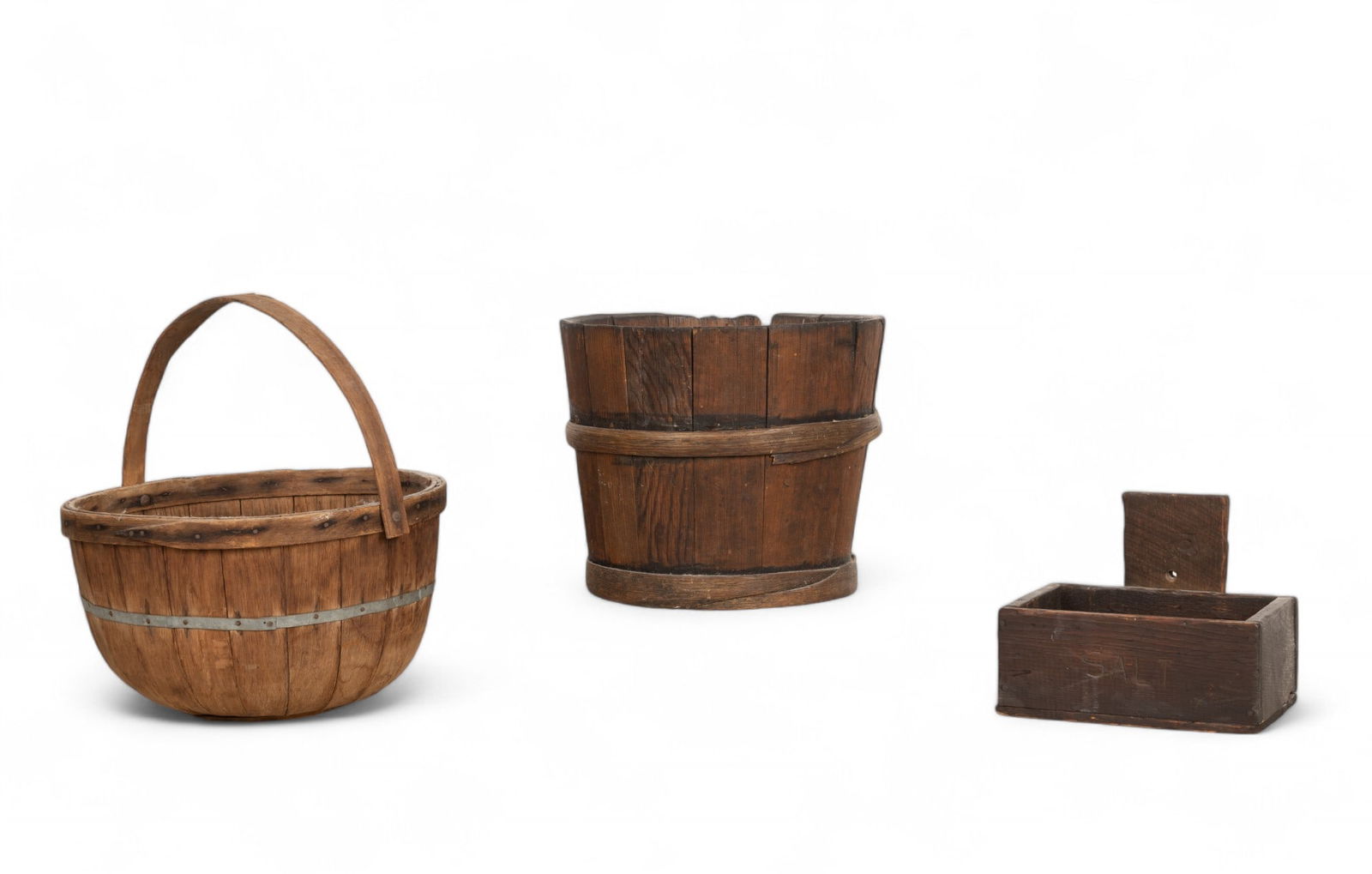 Vintage Wooden Bucket, Bushel, and Box (1 of 16)