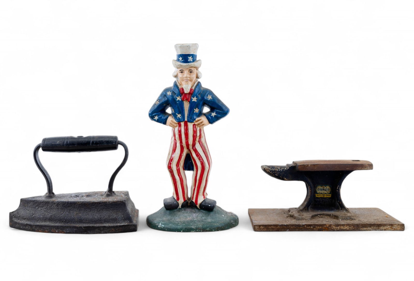 Cast Iron Patriotic Doorstop, Sad Iron, Mini Anvil (1 of 8)