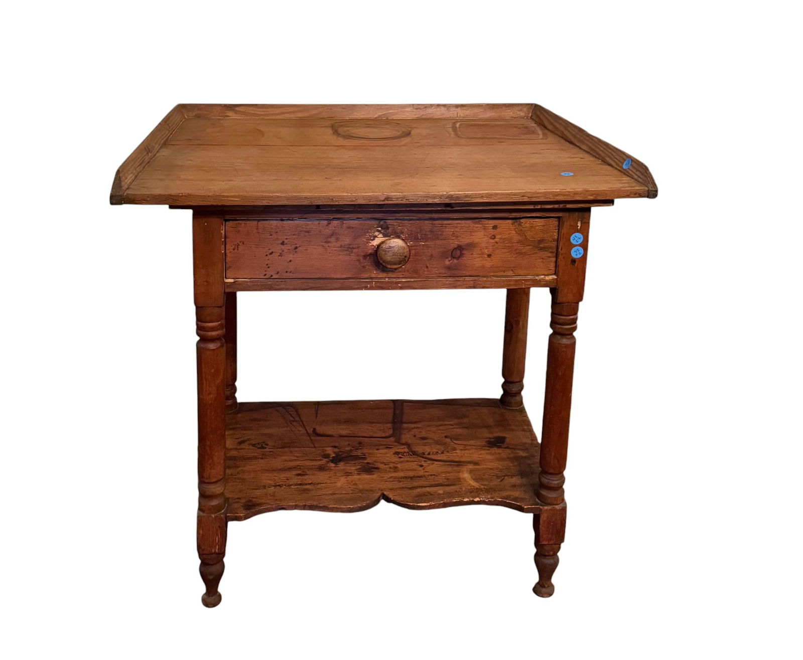19th C. One-Drawer Stand w/ Breadboard Top (1 of 8)