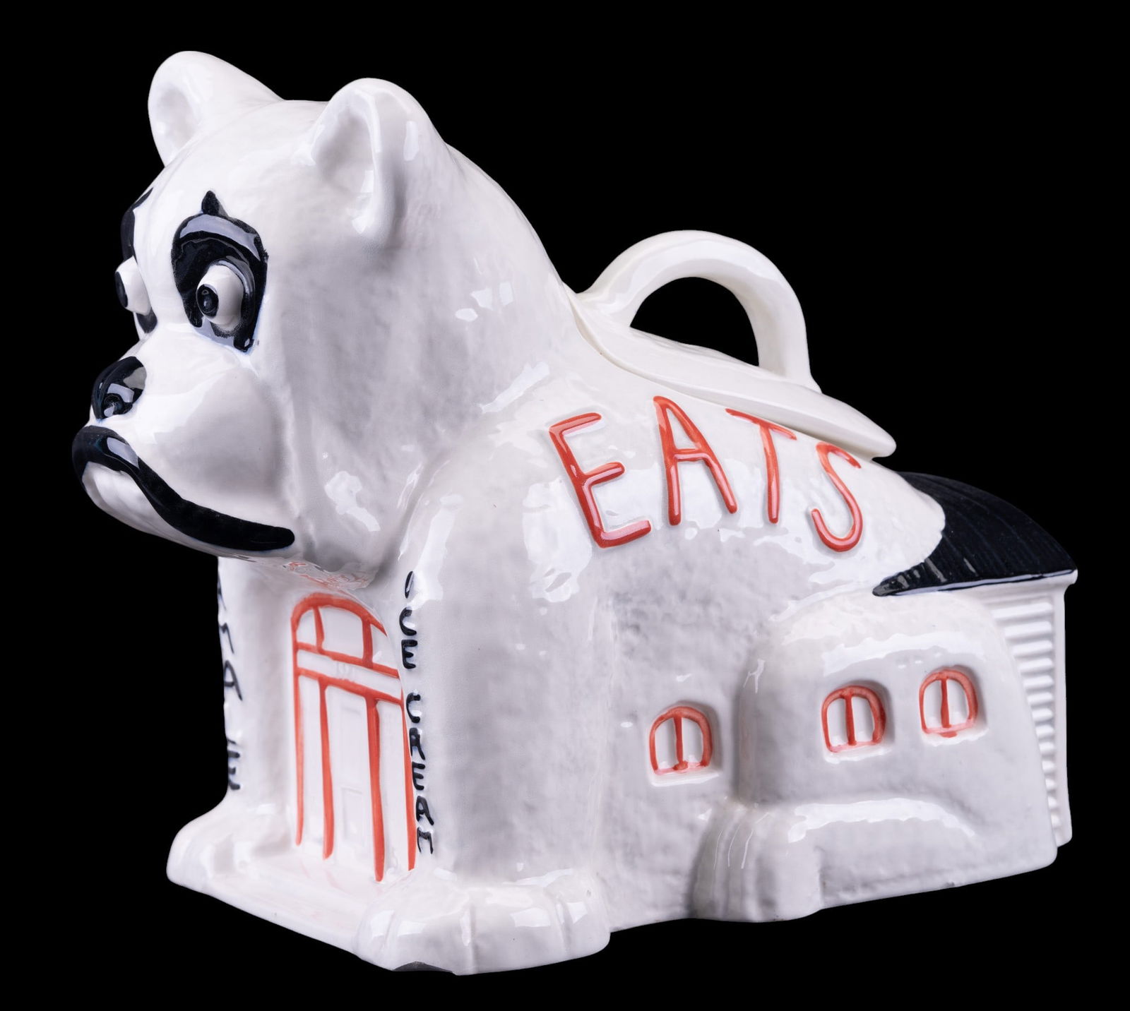 Disney Bulldog Cafe Cookie Jar: Disney Bulldog Cafe from "The Rocketeer" with "Treasure Craft - Disney - Made in USA" marked on lid and measures approx. 10.75" H.