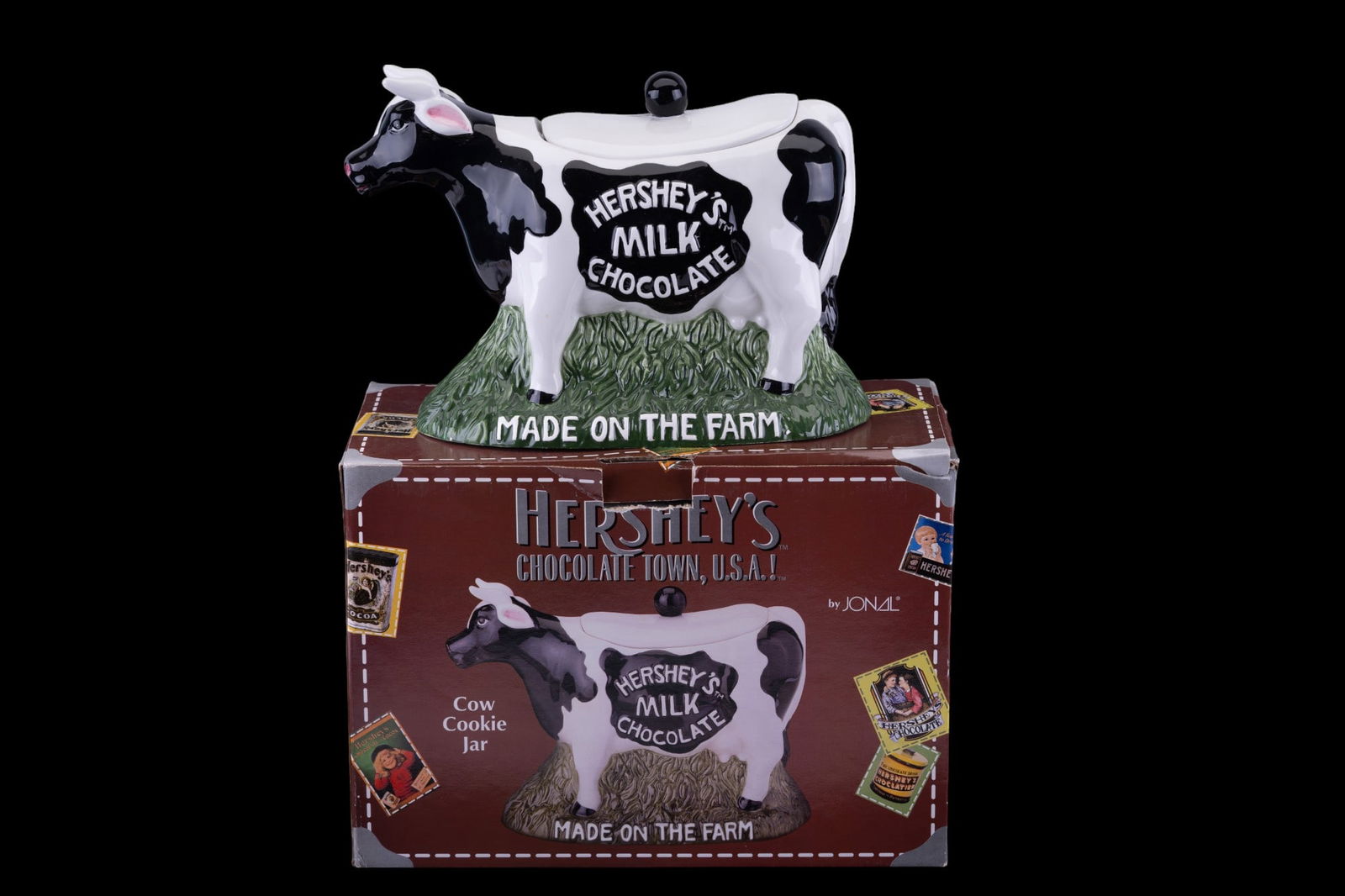 Hershey Cow Cookie Jar: Hershey cow cookie jar in original box - dated 1998 and measures approx. 8" H.