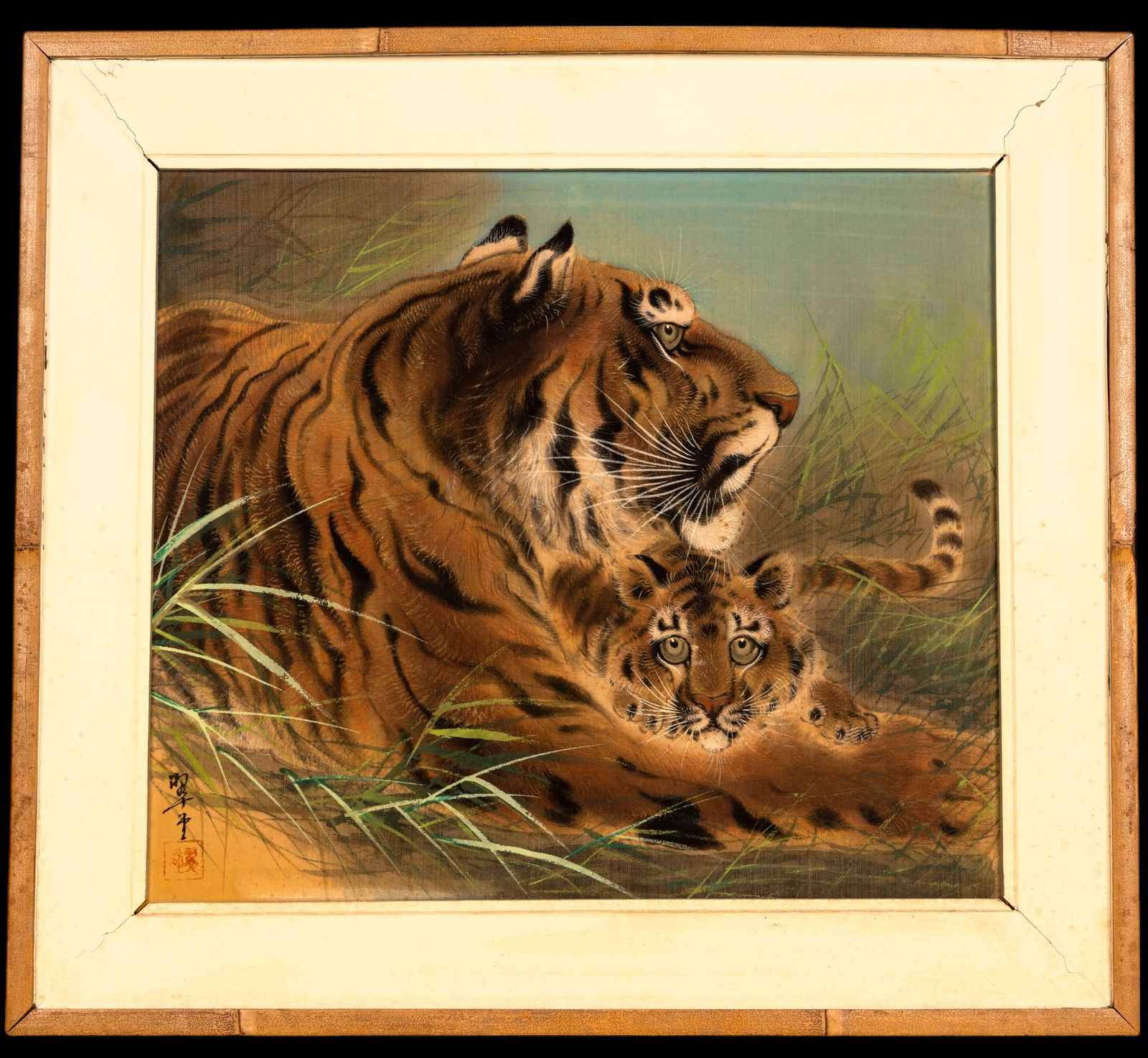 Vintage Chinese Tiger Silk Painting (1 of 5)