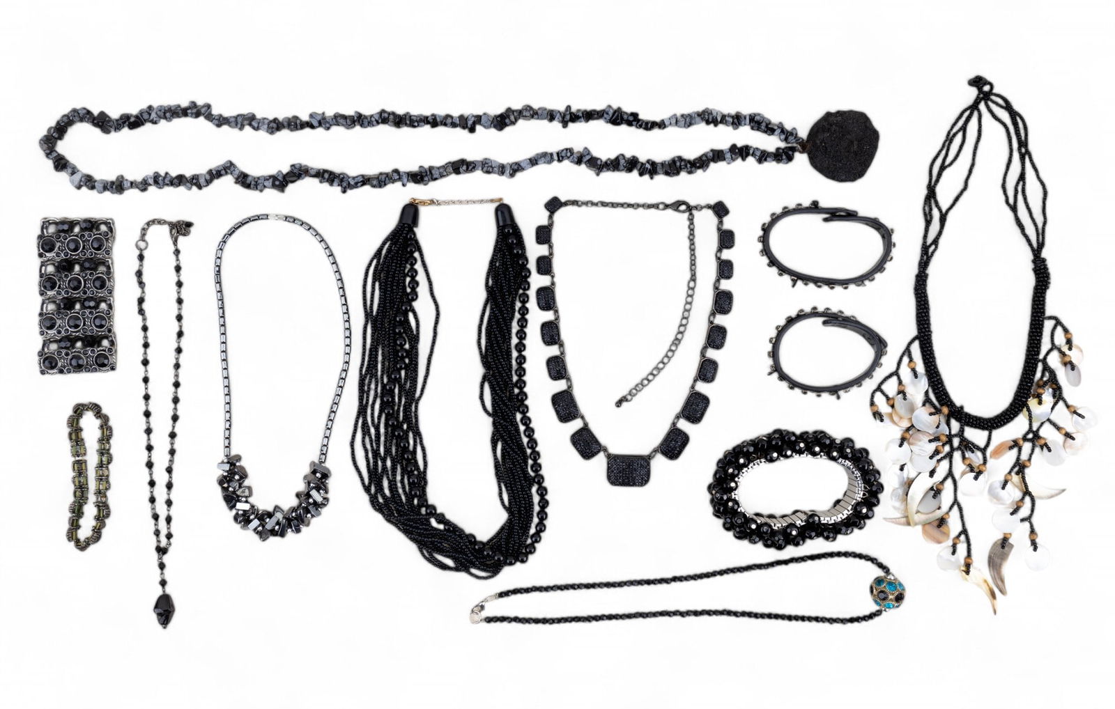 Pumice & Snowflake Obsidian Necklace, More Jewelry (1 of 11)