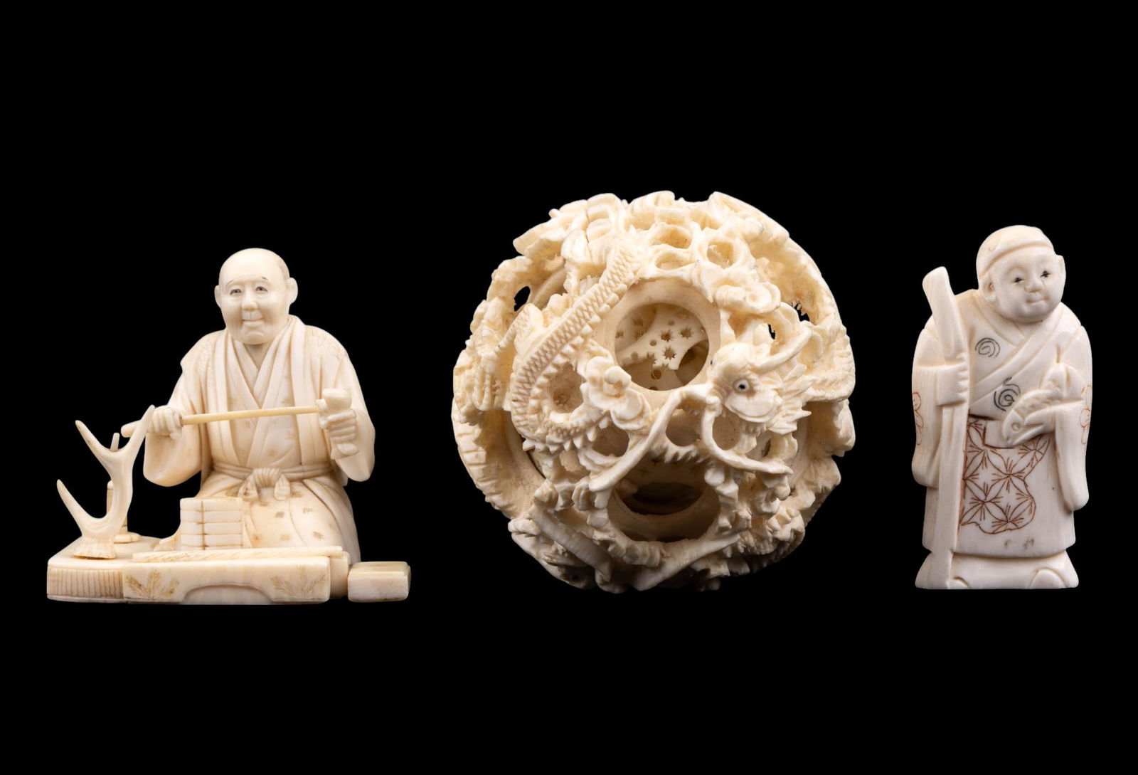 19th/20th C. Dragon Puzzle Ball and Figurines (1 of 14)