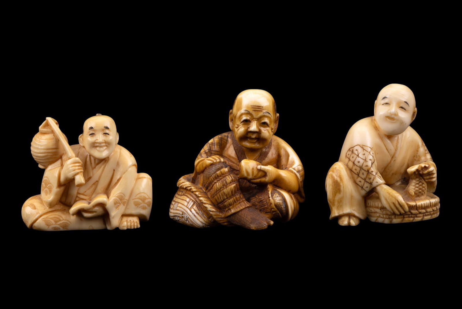 19th / 20th C. Netsuke Figures (3) (1 of 7)