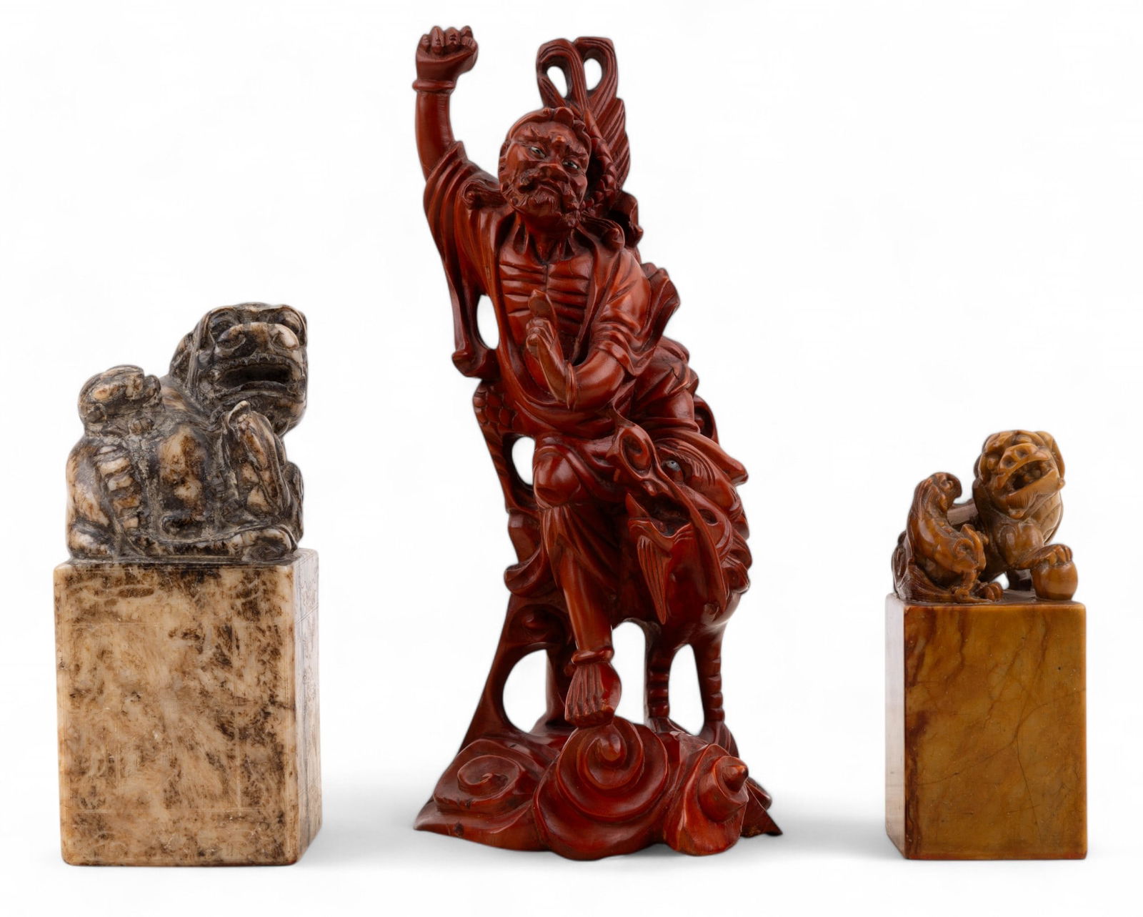 20th C. Chinese Carved Wood Figurine and Chops (1 of 7)