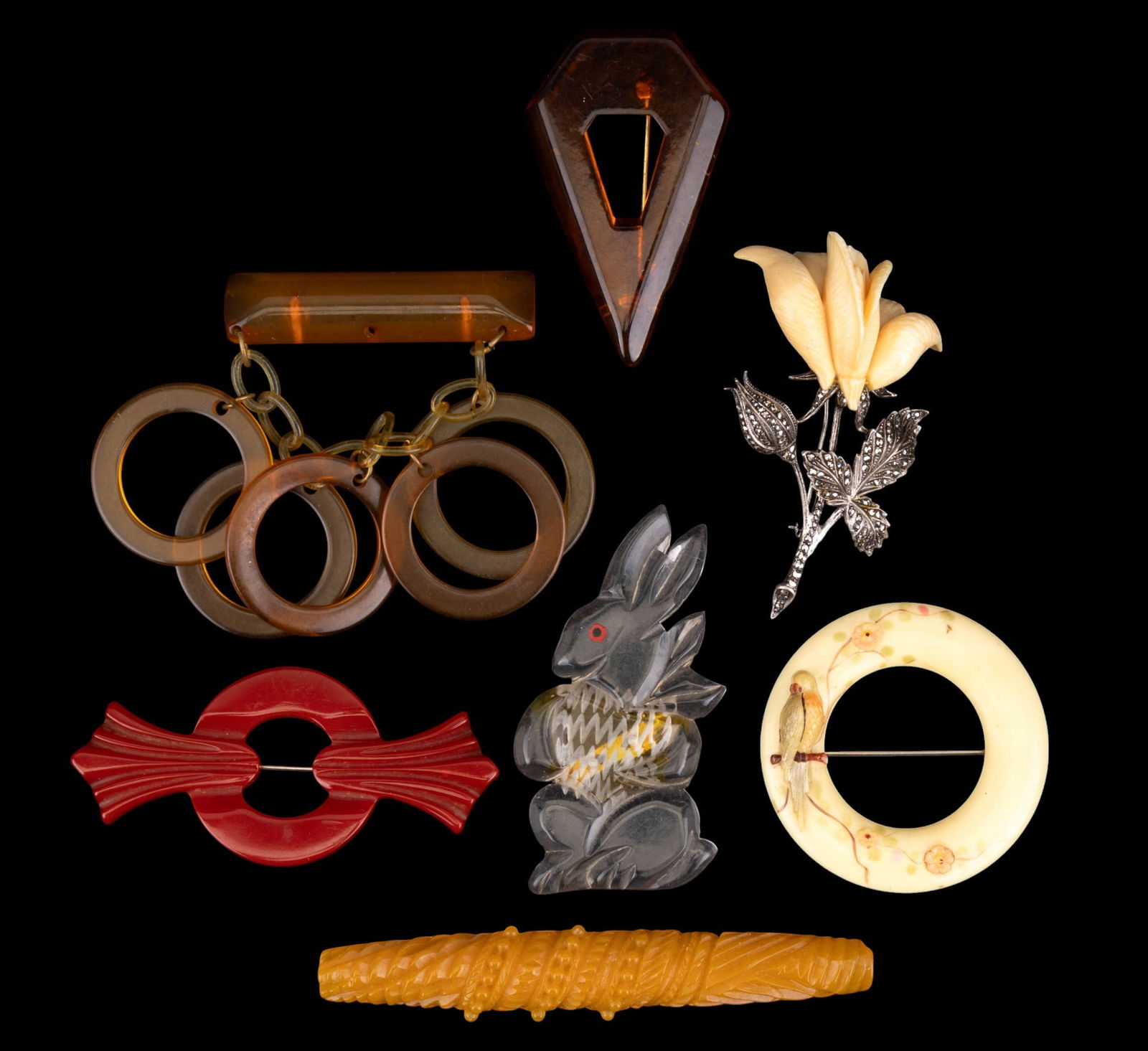 Bakelite, Sterling, and Lucite Brooches (1 of 5)