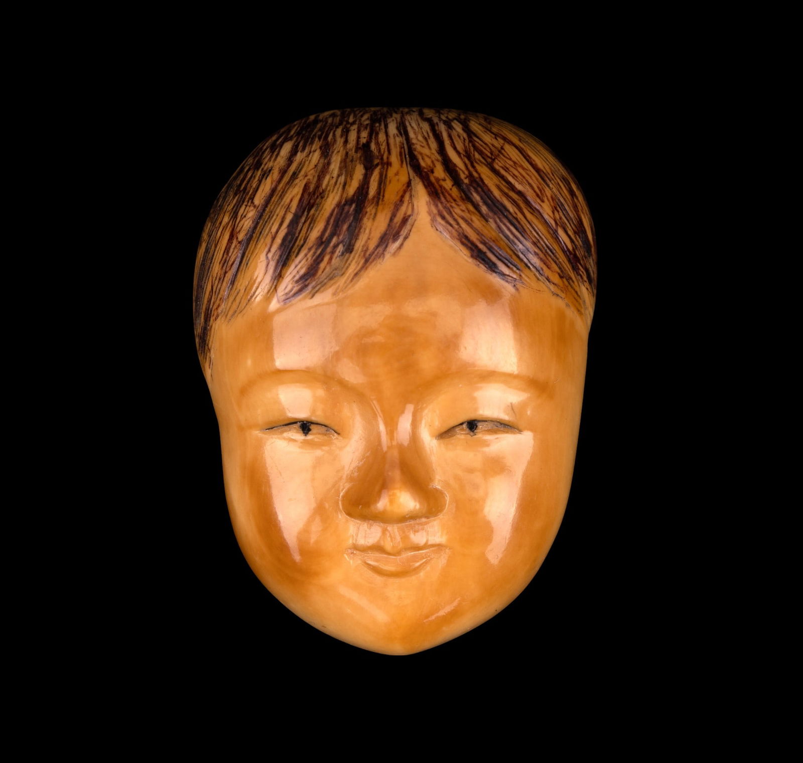 19th C. Japanese Netsuke Tea Stained Mask (1 of 5)