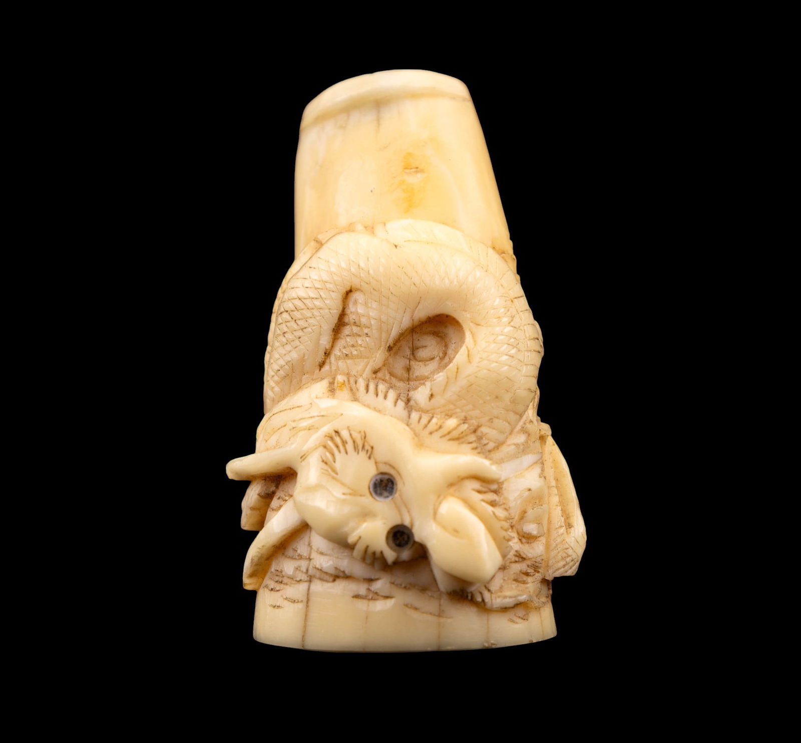 19th C. Japanese Netsuke Dragon Smoking Mouthpiece (1 of 7)