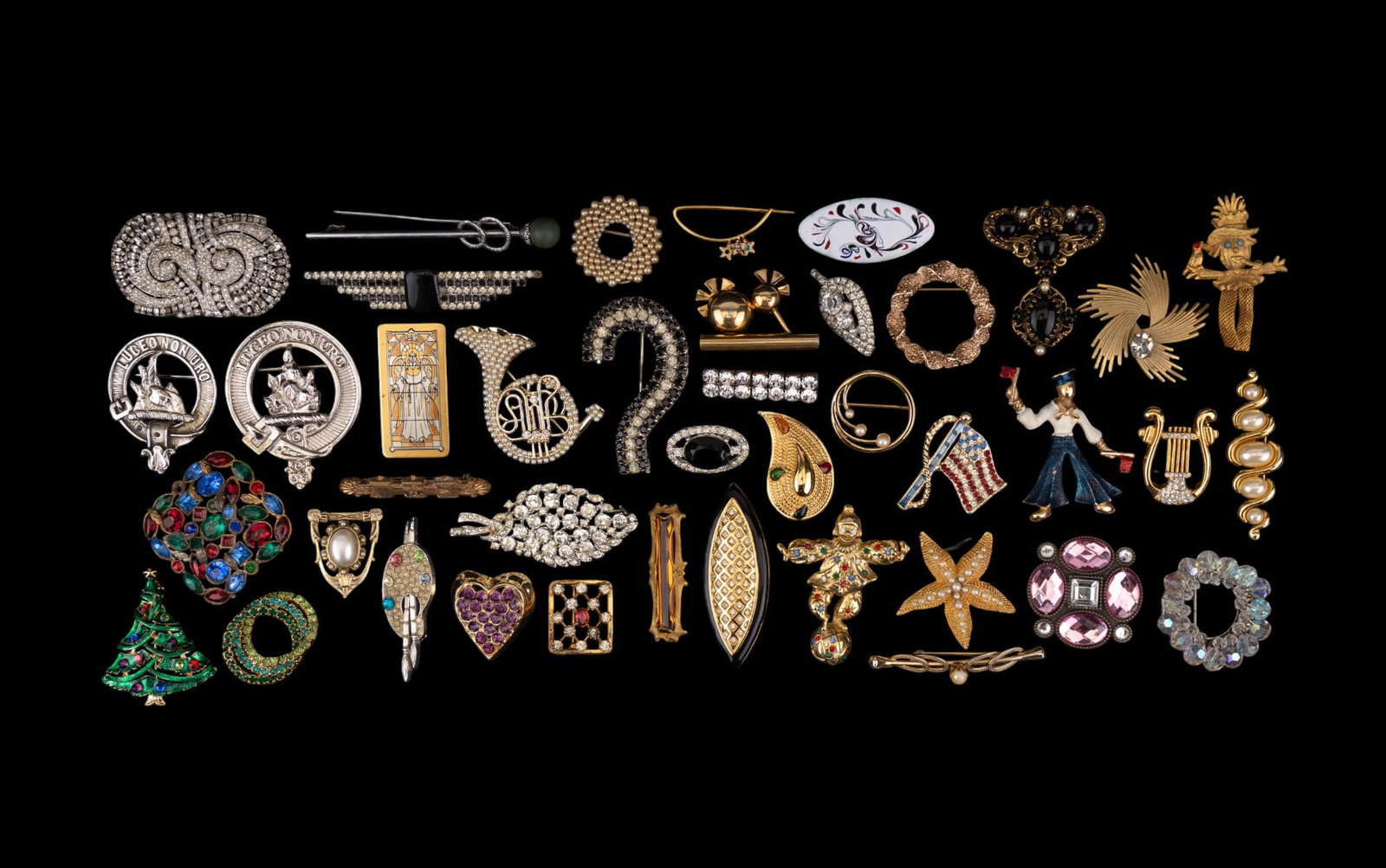 Christmas Tree, Clown, Scarecrow, & Other Brooches (1 of 17)