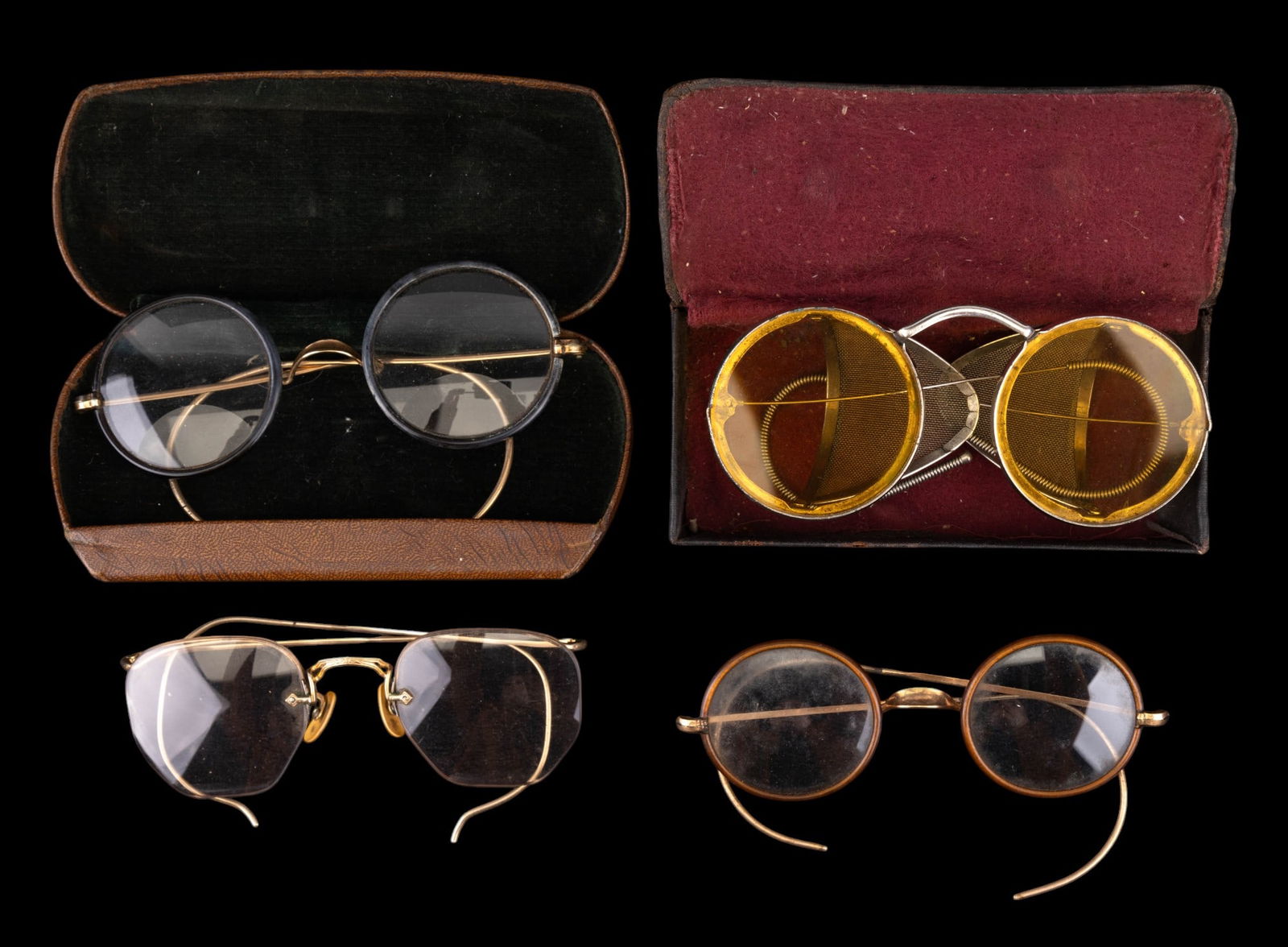 Antique Eye Glasses w/ Cases (4 pr) (1 of 7)