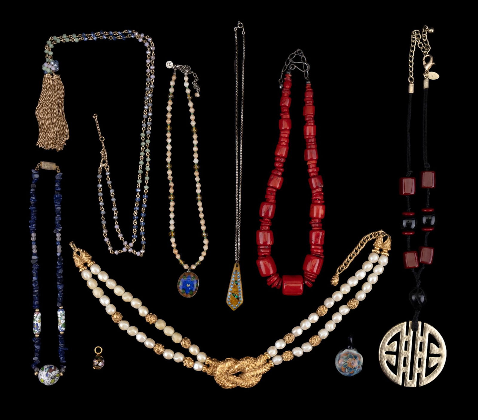 Coral, Cloisonne, and Fashion Jewelry (9 pcs) (1 of 13)