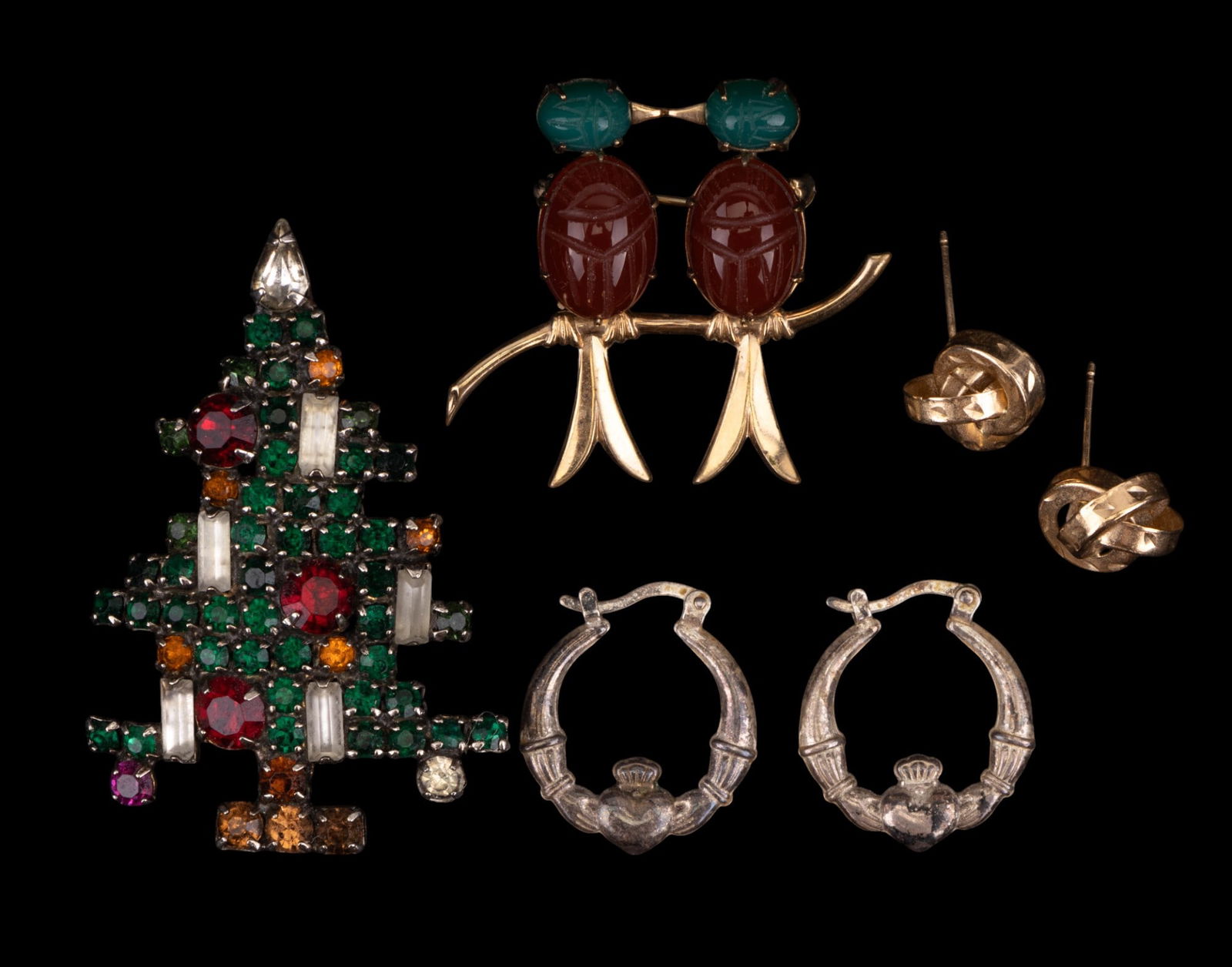 Weiss Christmas Brooch,Sterling Earrings, GF (1 of 9)