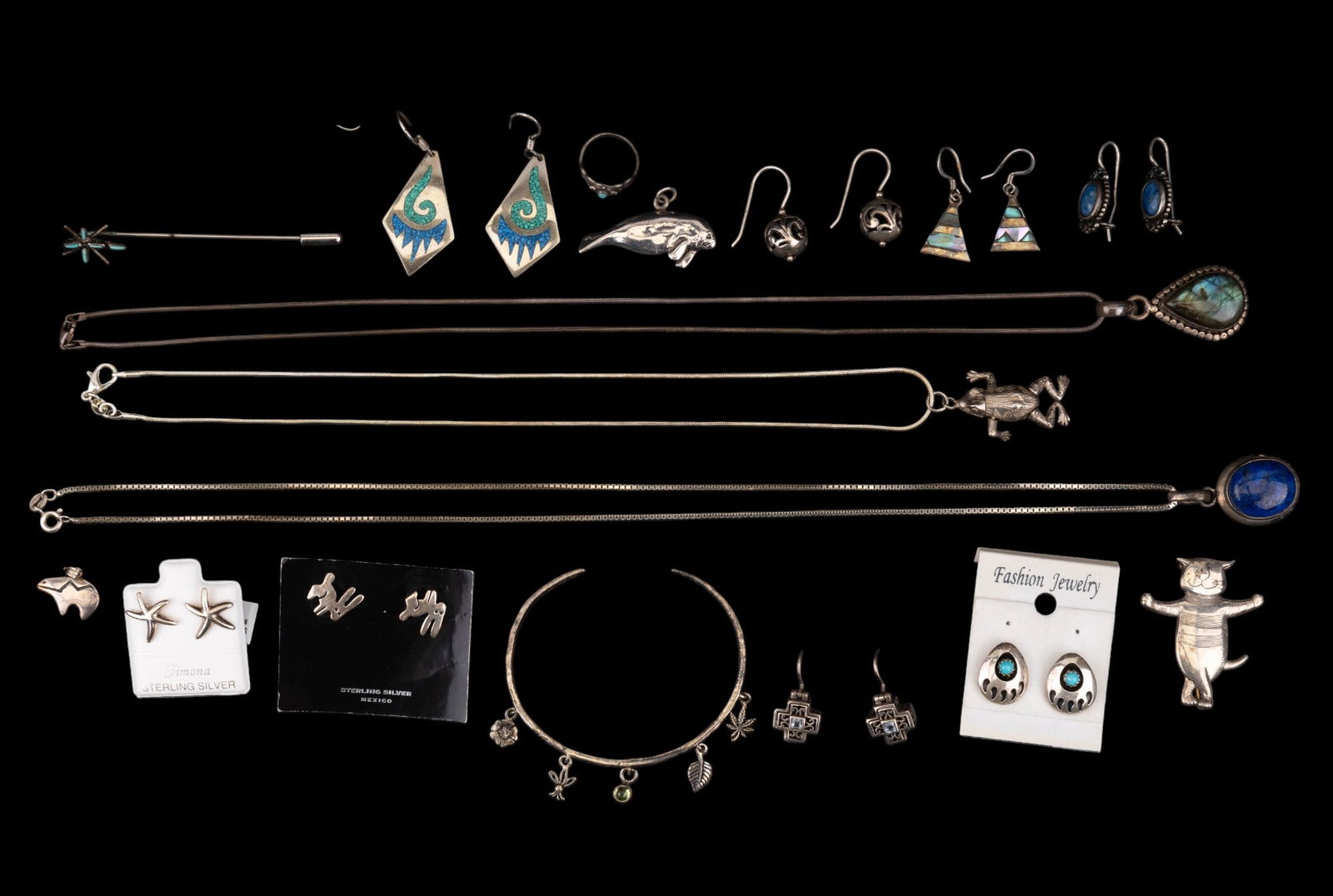 Sterling Labradorite & Lapis Necklaces + Earrings (1 of 15)