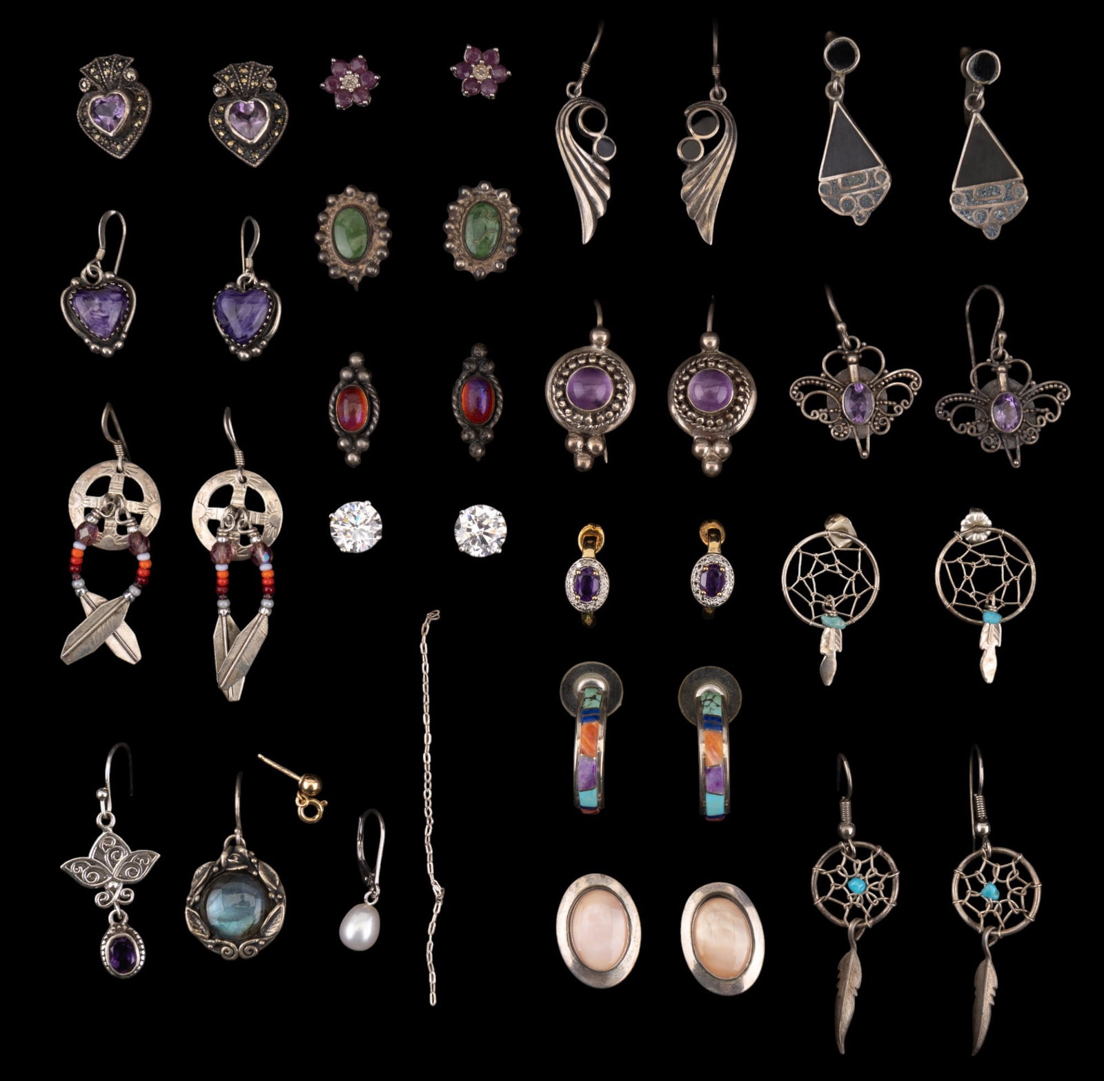 Sterling Silver Gemstone & Other Earrings (16) (1 of 9)