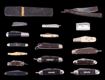 Carved Bone Handle & Other Pocket Knives (15)