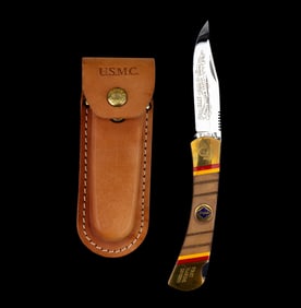 US Marine Corps Ka-Bar Knife w/ Leather Case