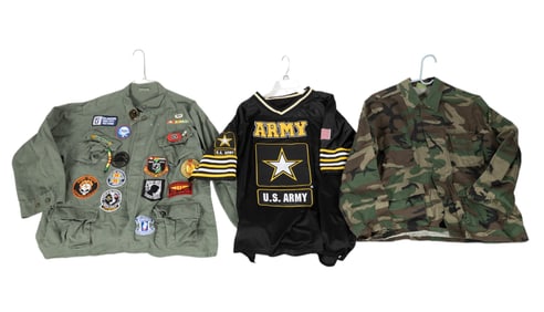 US Army Jersey, Fatigue Jacket, and Patched Jacket