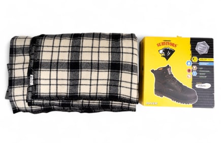 Herman Steel Toe Boots and Oversize Wool Blanket
