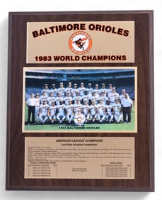 Baltimore Orioles 1983 World Series Champs Plaque