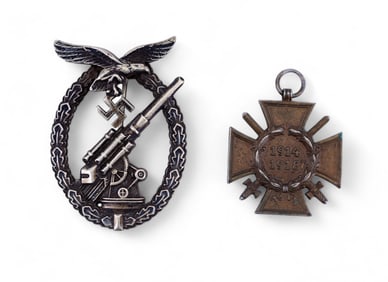 Luftwaffe Flak Badge & WWI Combatants Cross