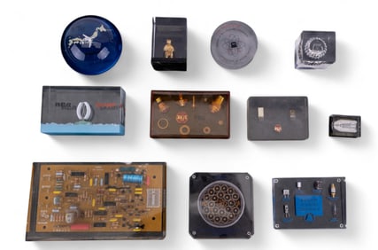 RCA, IBM, Boeing, & Other Lucite Paperweights (11)