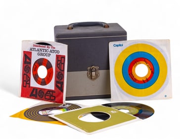 Vintage R&B and Rock 45s & Carrying Case