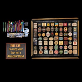 Vintage Swizzle Sticks & Framed Coaster Collection